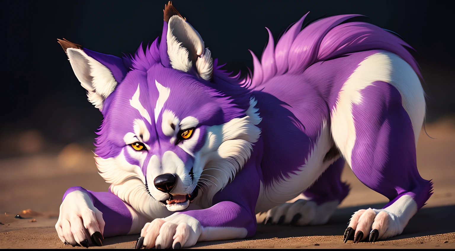 (high quality,4k,8k,highres,masterpiece:1.2),ultra-detailed,(realistic,photorealistic,photo-realistic:1.37),pixiv masterpiece,(intricate details), nsfw, chubby wet ((feral)) wolf with highly detailed black and purple fur and (((long fluffy hair))), sitting, feral, stunningly sharp-focus, charming chubby body, curvy, huge ass, very big ass, wet ass, wide hips, huge thighs, enchanting black hue, swaying tail, impressive mane, powerful presence, mesmerizing beauty, sexy posture, well-defined claws, sinister-hearted, radiant aura, captivating artwork, artistically rendered, masterful strokes, attention to detail, tasteful composition, alluring charm, careful shading, great attention to anatomy, meticulous rendering, impeccable craftsmanship, vivid colors, perfect balance between realism and fantasy, wet, sweaty, big fluffy tail, thick tail, squish focus, Landscape shot, ((huge haunches, huge hips, huge thighs, huge ass)), ((hyper balls, huge balls, scaled balls, huge fluffy sheath, presenting sheath, canine penis tip, flufffy balls)), huge fluffy tail, leaking precum, animal genitalia