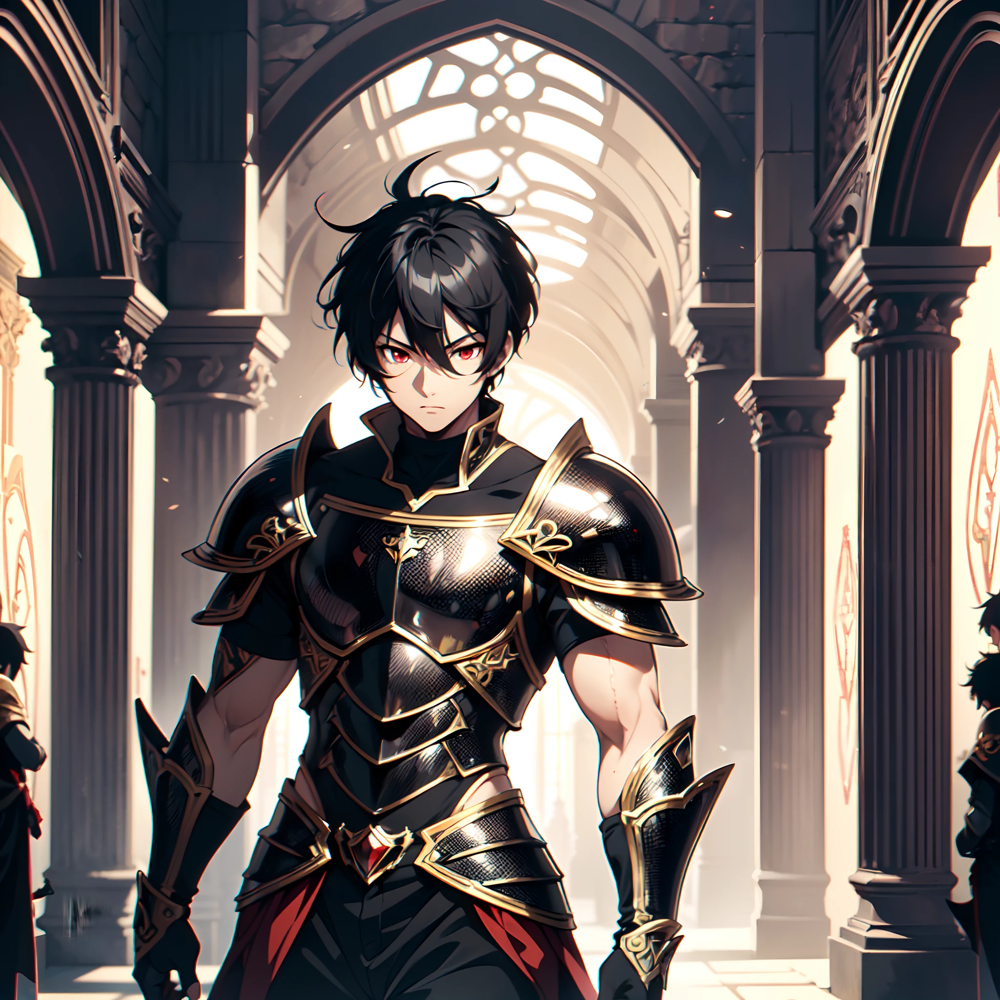 128K Ultra High Definition,
128K Ultra High Quality,
128K Ultra High Resolution,
Best Definition,
Best Quality,
Best Resolution,
Perfectly Detailed,
Perfectly Designed,
Extremely Detailed,
Extremely Designed,
Hyper Detailed,
Hyper Definition,
Hyper Quality,
Hyper Resolution,
Masterpiece,
(((Anime))),
Body Shot,
(((Boy))),
Handsome,
Muscular Body,
(((Black Short Hair))),
(((Red Eyes))),
(((Hyper Detailed & Perfectly Designed With Ultra High Quality Black Obsidian Warlord Armor))),
(((Inside Of Medieval Royal Palace Background Scenery))),