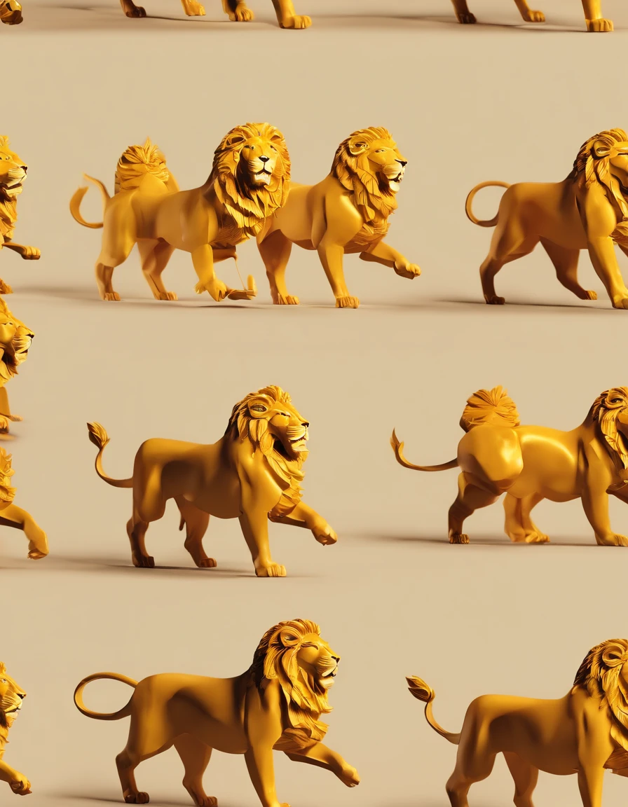 lions roaring, paper origomi, cinematic light, golden particles, shallow depth of field, dark theme