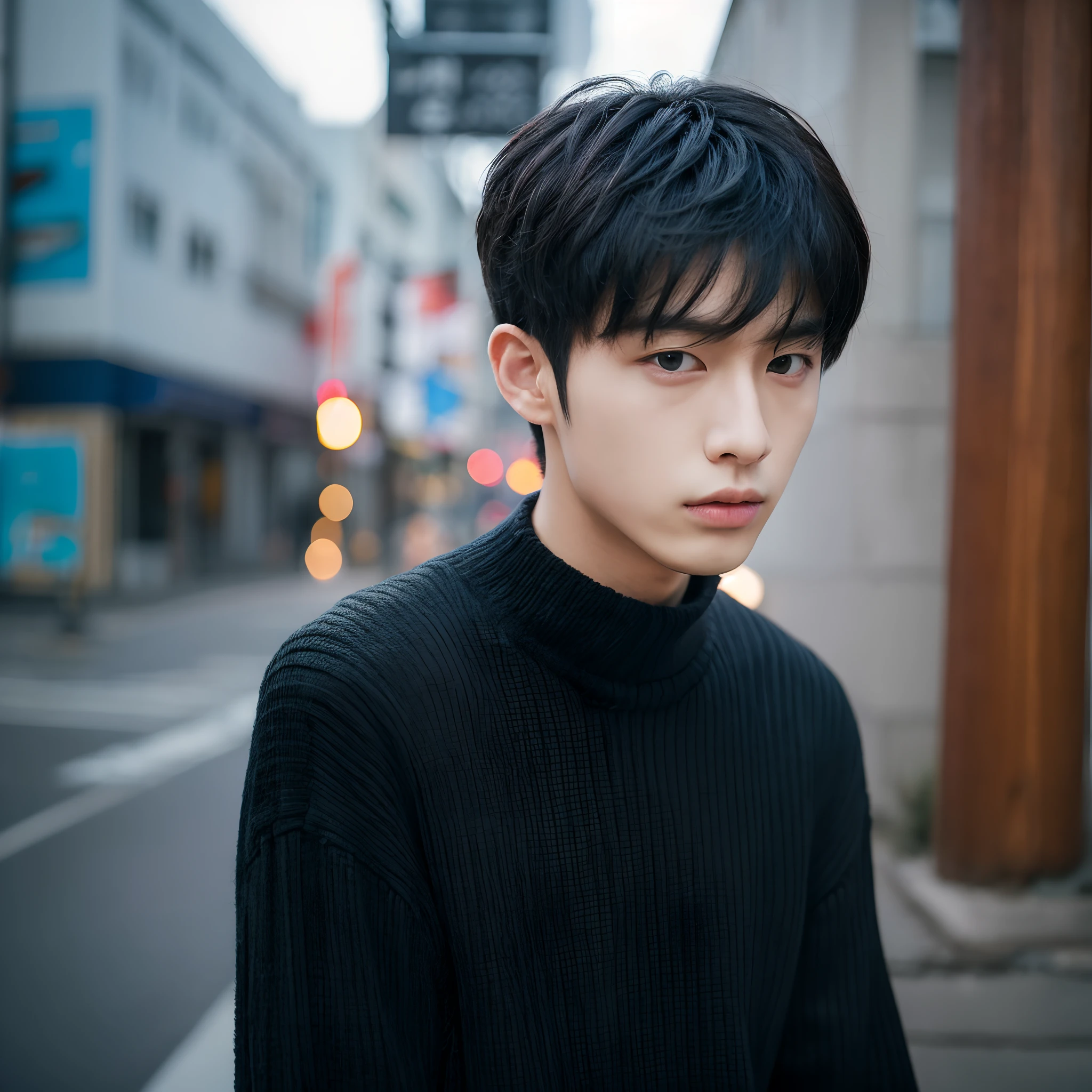 wearing fashionable clothes。 Close-up of a man in a black shirt and black sweater, Kim Do-young, Shin Jinying, Inspired by Zhang Han, Cai Xukun, Inspired by Bian Shoumin, portrait of jossi of blackpink, jinyoung shin aesthetic, Male ulzzang, Soft portrait shot 8 K, bladee from drain gang, 1 7 - year - old boy thin face