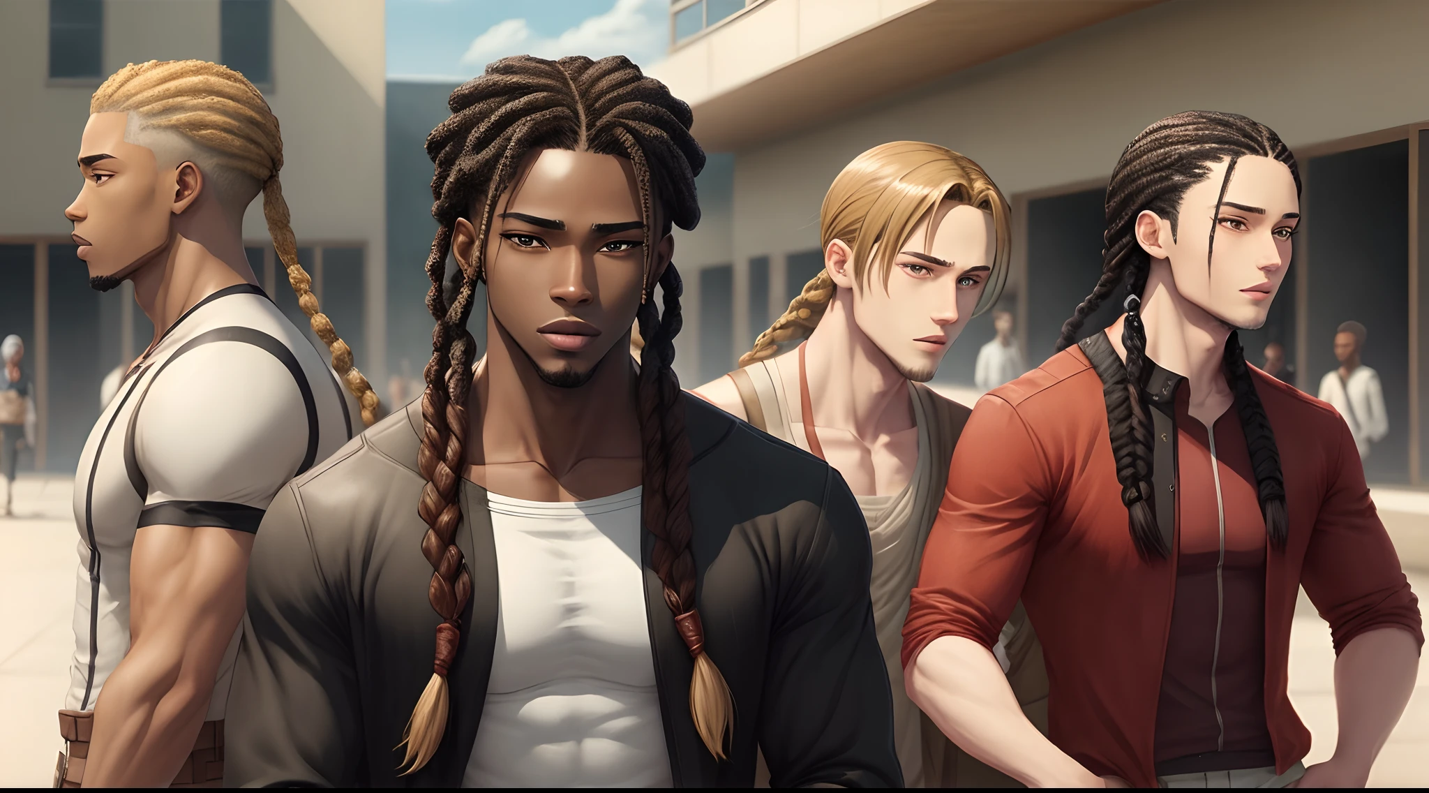 black beauty men with braids in AOT