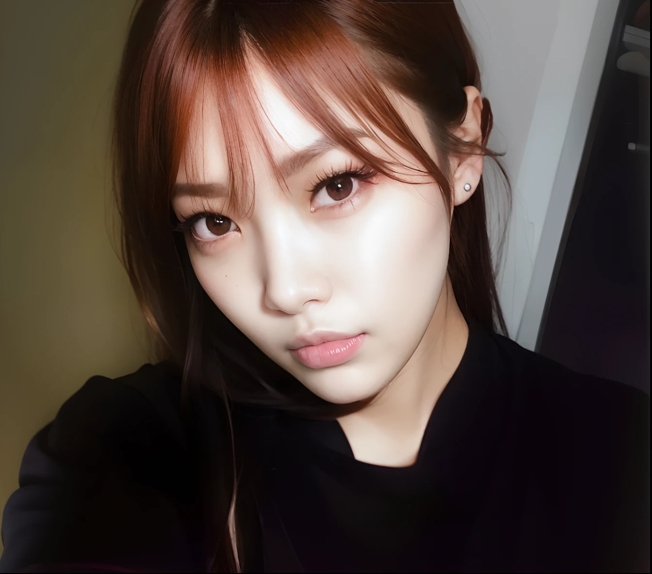Mujer arafed con el pelo rojo y camisa negra posando para una foto, tzuyu de dos veces, Lalisa Manobal, Jossi de Blackpink, Sun Yunjoo, Lalisa Manoban de Blackpink, Retrato de Jossi de Blackpink, Parque Ji-min, ulzzang, Jinyoung Shin, con flequillo, Chiho, Heonhwa Choe