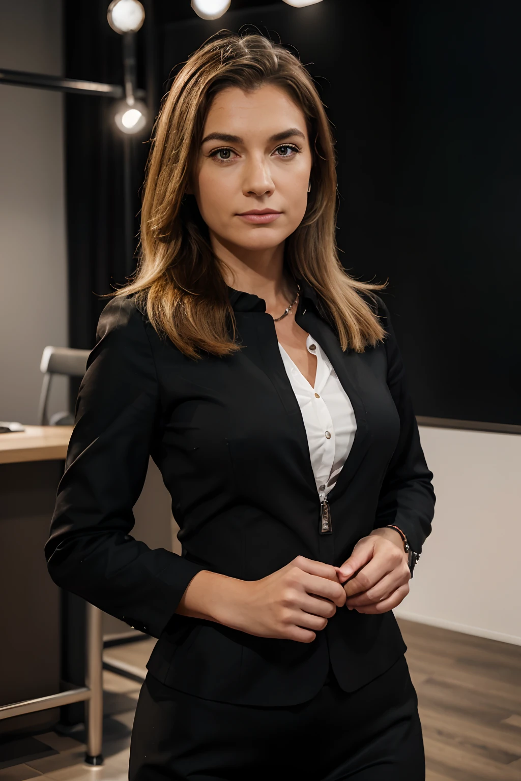 Create a 3D cartoon image of a fictional journalist that closely resembles the famous journalist Tucker. Deze journalist moet er professioneel en zelfverzekerd uitzien, met de karakteristieke uitstraling van Tucker. De cartoonafbeelding moet duidelijke gezichtskenmerken hebben, zoals zijn haarstijl, gezichtsvorm en expressieve ogen, om de gelijkenis met Tucker te benadrukken.
Zorg ervoor dat de journalist gekleed is in een representatieve en formele outfit die typisch is voor een journalist tijdens het presenteren van nieuws. De achtergrond van de afbeelding moet een nieuwsstudio of een ander geschikt journalistiek decor zijn.
Geef de journalist een zelfverzekerde uitstraling en zorg ervoor dat zijn houding en gezichtsuitdrukking passen bij de serieuze en professionele aard van zijn werk als journalist.
De resulterende 3D-cartoonafbeelding moet opvallende details en heldere kleuren hebben om de aandacht te trekken en de gelijkenis met Tucker te benadrukken.
Zorg ervoor dat de afbeelding geschikt is voor publicatie en gebruik in journalistieke contexten. The image should be an impressive and recognizable interpretation of a fictional journalist inspired by Tucker