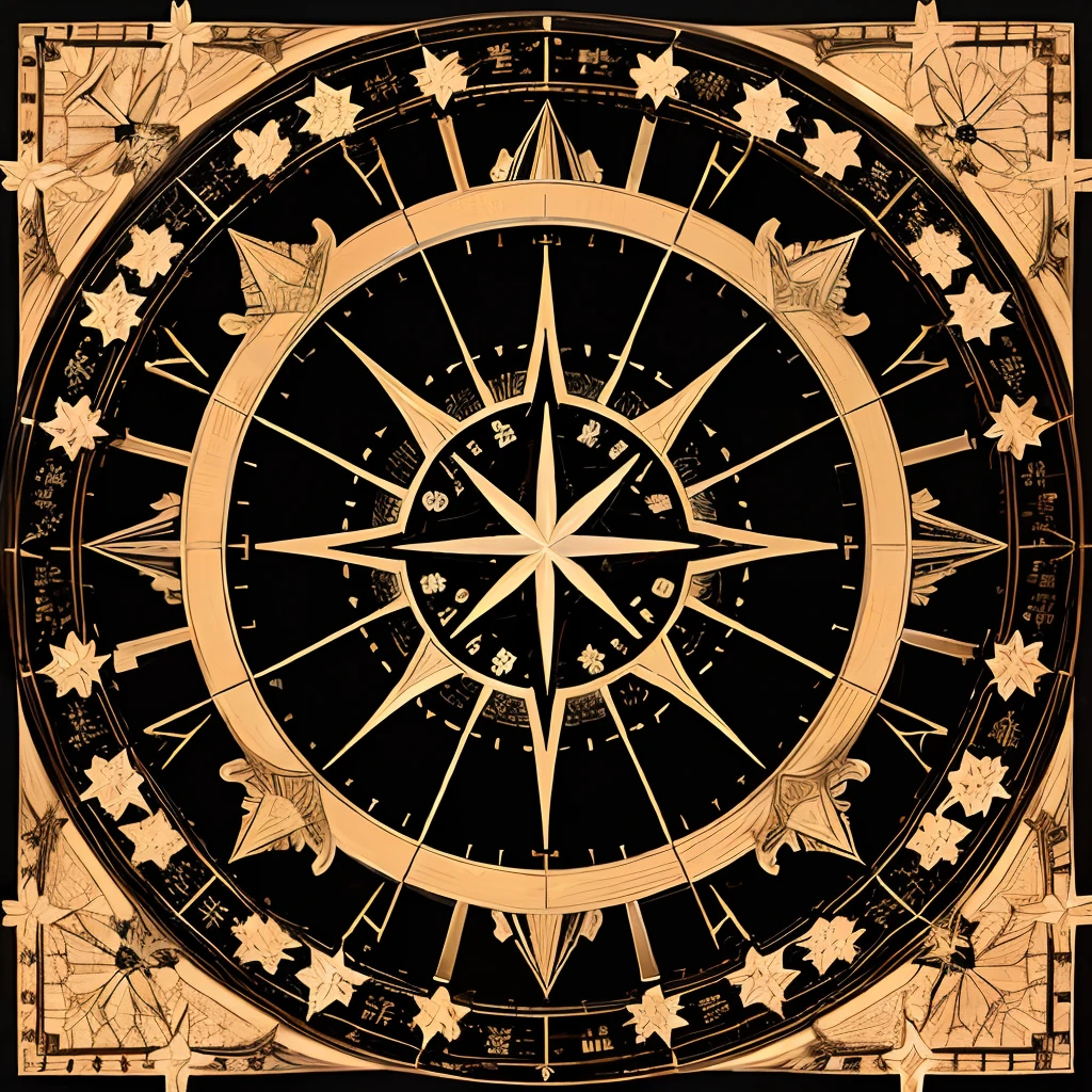 Starry sky - black and white mosaic floor - in the middle square and compass