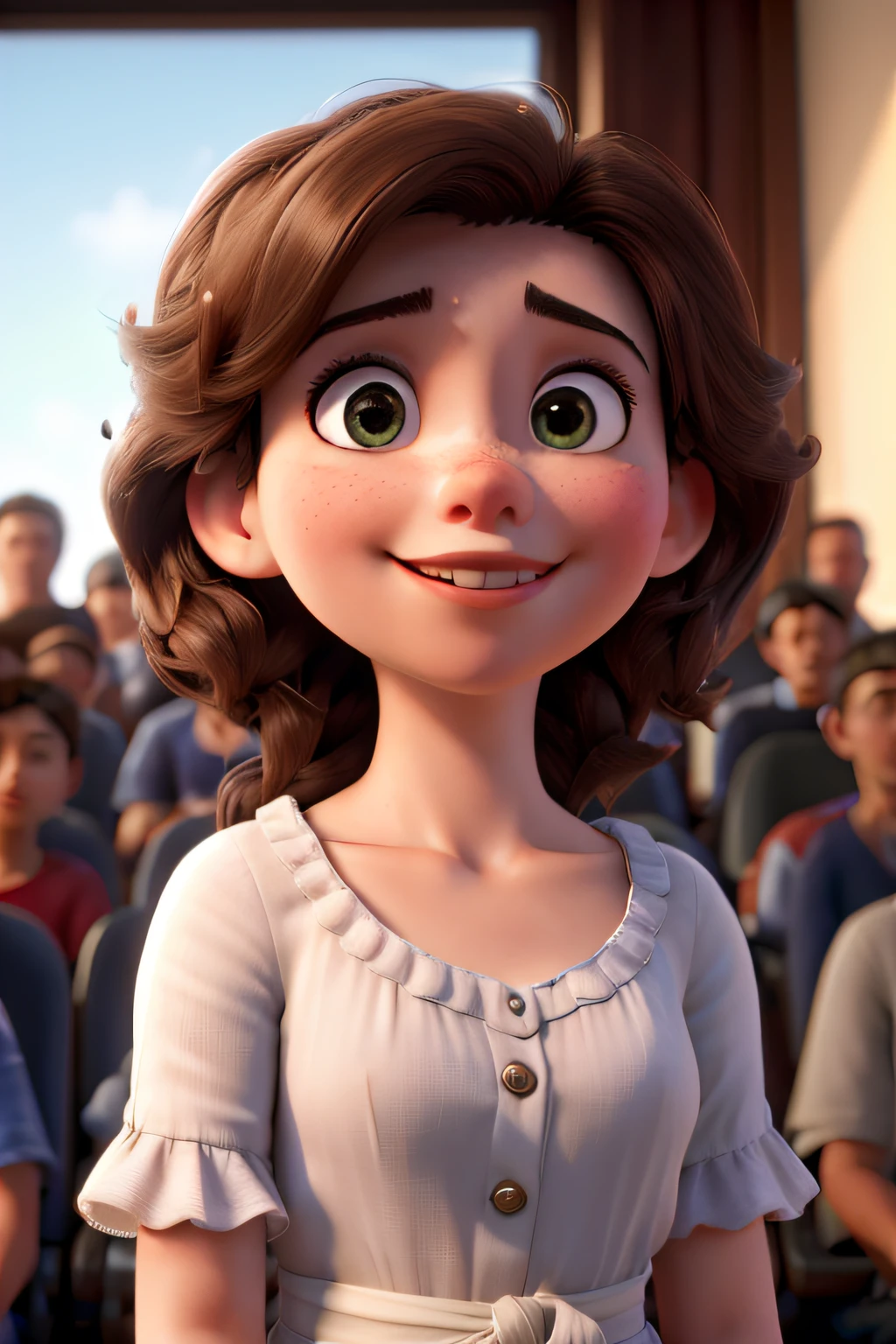 best quality, master part, Ultra high resolution, (filmic grain: 1.4), fotografia digital, franja, film lighting, (Fuji Cor: 1.2) retrato,, 1 girl, sozinho, facing the audience, sorridente, (Rosto em close-up), poros claros, looking up at the audience, fundo do oceano (Realistic: 1.2)