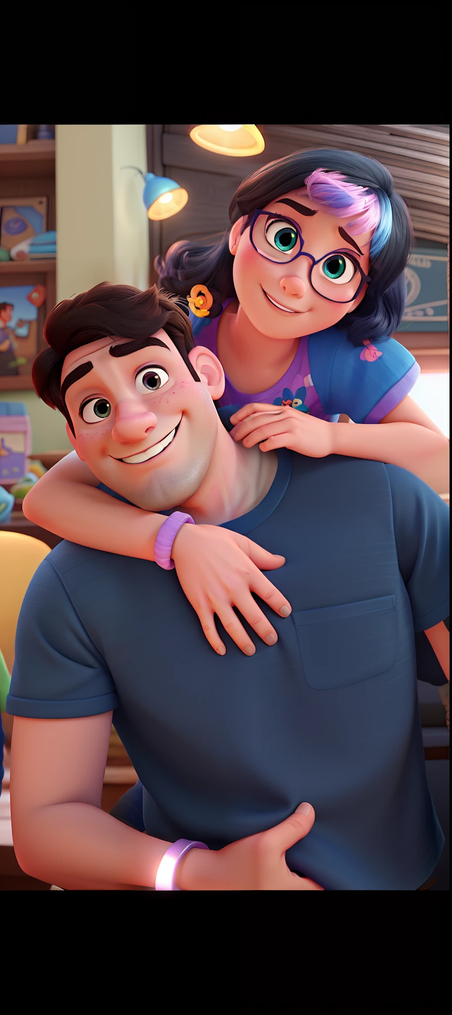 Disney Pixar couple, high quality, best quality, vibrant colors, detailed characters, detailed environment, soft lighting