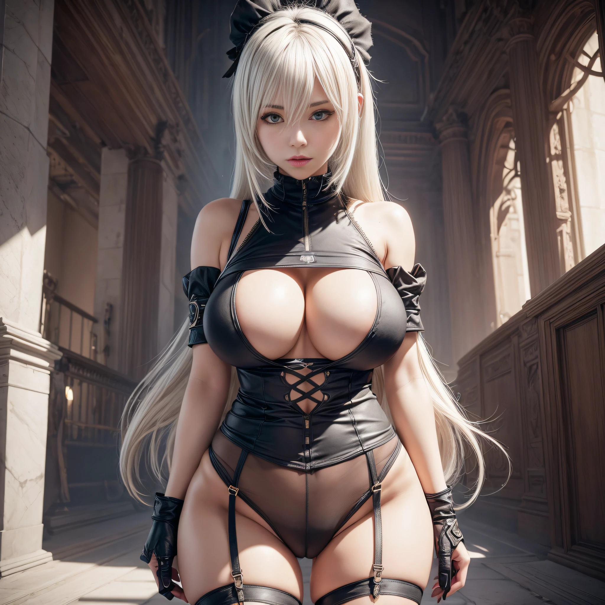 ((Huge ass)) And (huge tit) YORHA 2B, skinny, Slim and thick, Small waist, 8K,(no-bra), (((((1girl)))))