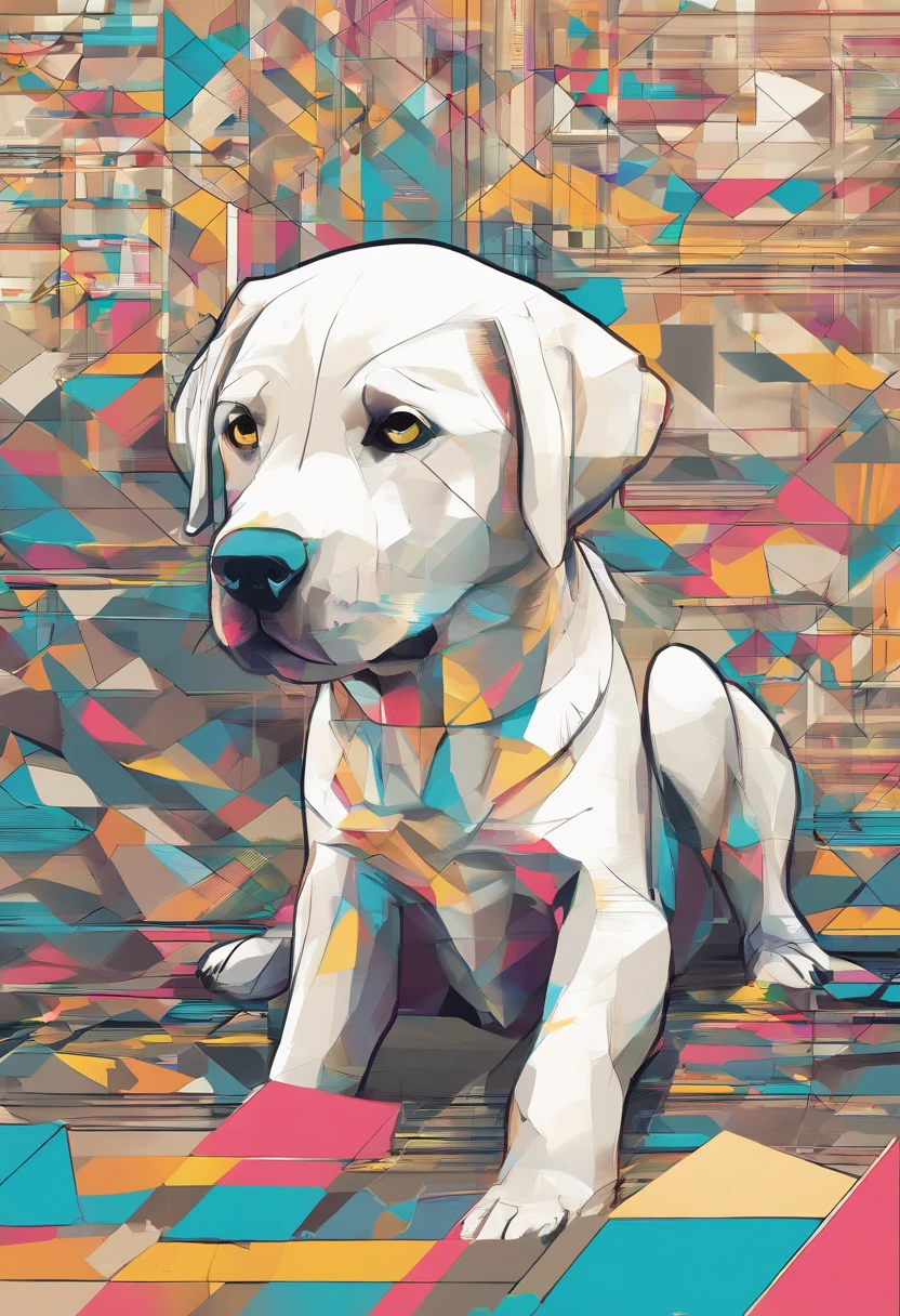 (Labrador dogs ),(Best Pose),(best angle), (Better representation), Eduardo Cobra Acor Chorchoament ,Multidimensional geometric wall portrait, Artistically, Chibi,yang08k, Beautiful fece, colouring,environmental pollution