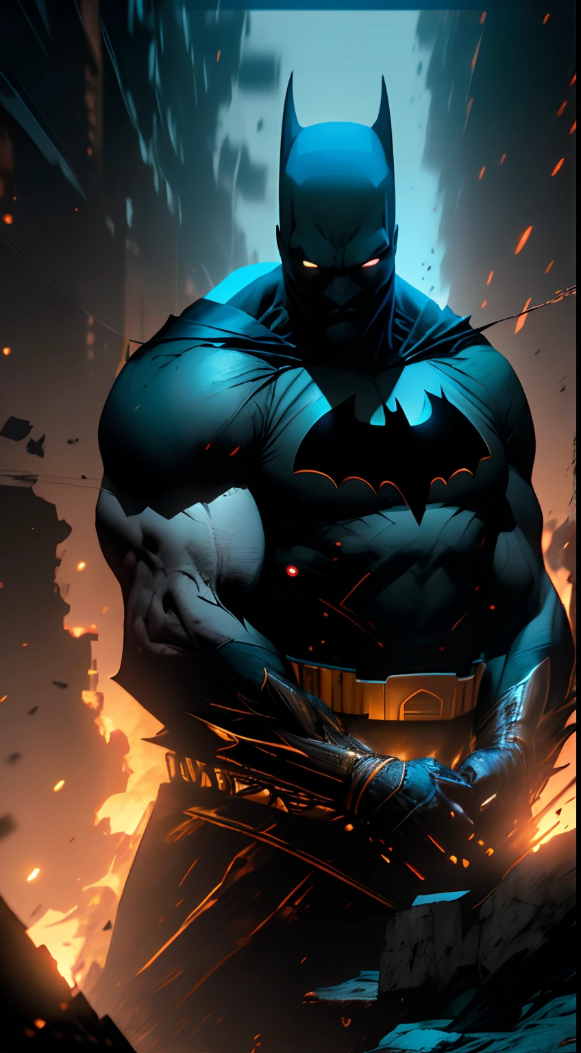1 Homem, sozinho, Ben Affleck como Batman NA FAVELA, alto, Piece, musculoso, granel, ombro largo, fotorrealismo, terno cinza sujo escuro, dark grey arms, ((no mask on)), mask off, cabelos pretos, luvas pretas, melhor qualidade, master part, high resolution:1.2, capa preta, high detailed mask, terno altamente detalhado, Rosto alto e detalhado, Premiado, night time, uma caverna escura no fundo, dentro, photo-realistic, ultra-realistic, octan render
