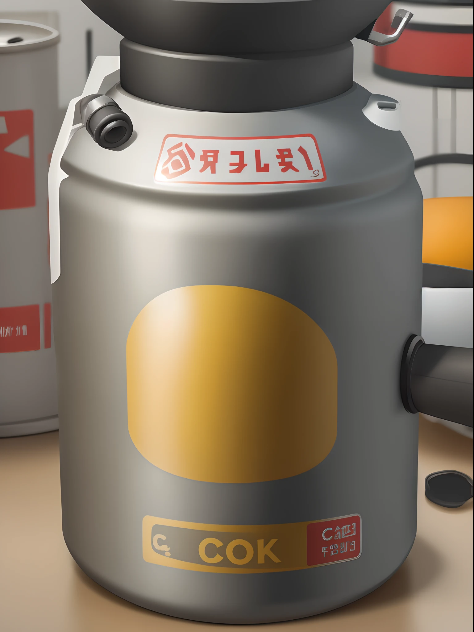 Create an animation image of a very chubby gas canister in cook outfits.