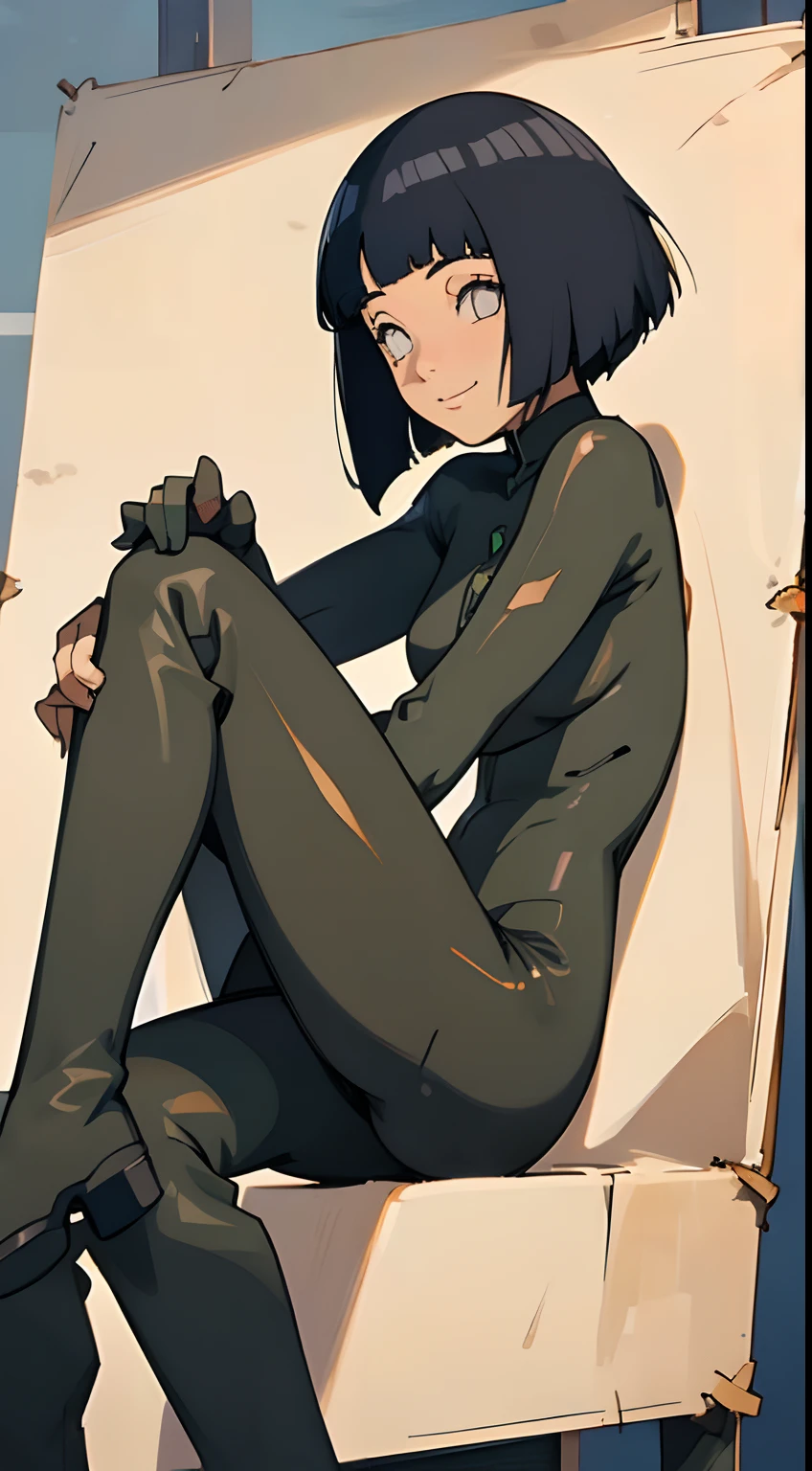 a cute picture of girl smiling with loc and light skinned wearing black bodysuit and boots,anime artstyle, a cute picture of girl smiling with loc and light skinned wearing black bodysuit and boots,anime artstyle, digital painting and illustration 2d art