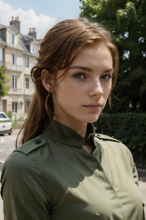 cheveux roux peu intense, Yeux verts , Uniforme militaire BC Freedom, a ,