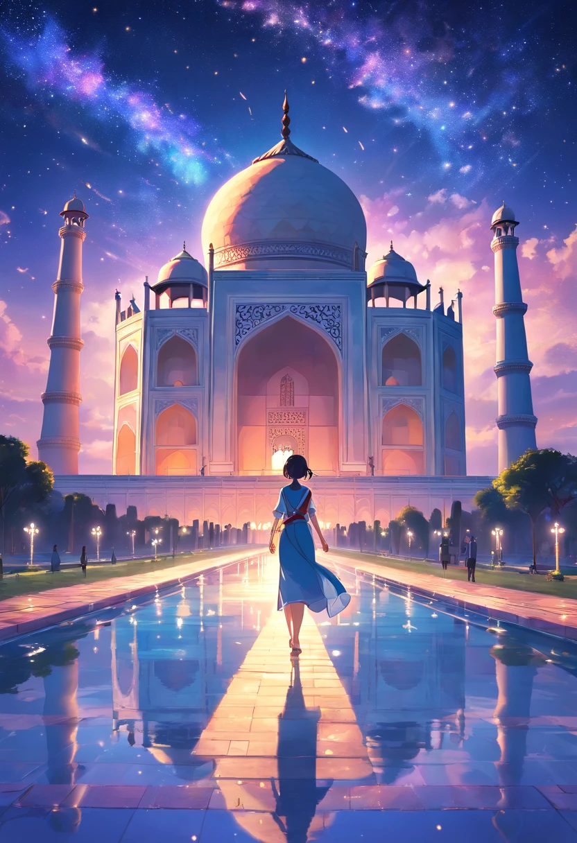 Taj Mahal、Taj Mahal in the fantasy world、The golden Taj Mahal、In the sky、Dragon is flying、
