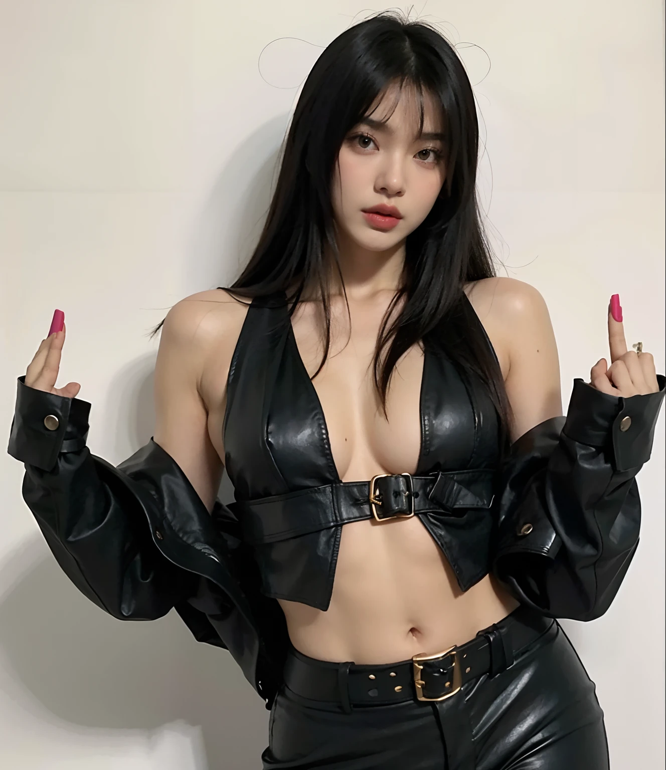 mulher araffe em uma roupa de couro preto posando para uma foto, cruel korean goth girl, couro, wearing leather swim suite, black leather bra, tampo de couro, roupas de couro, vestindo couro, Jennie Blackpink, usando uma roupa de couro completa, roupas finas de couro preto, Estilo sexy, Tifa, sexy :8, roupas de couro, Tifa Lockhart, couro preto