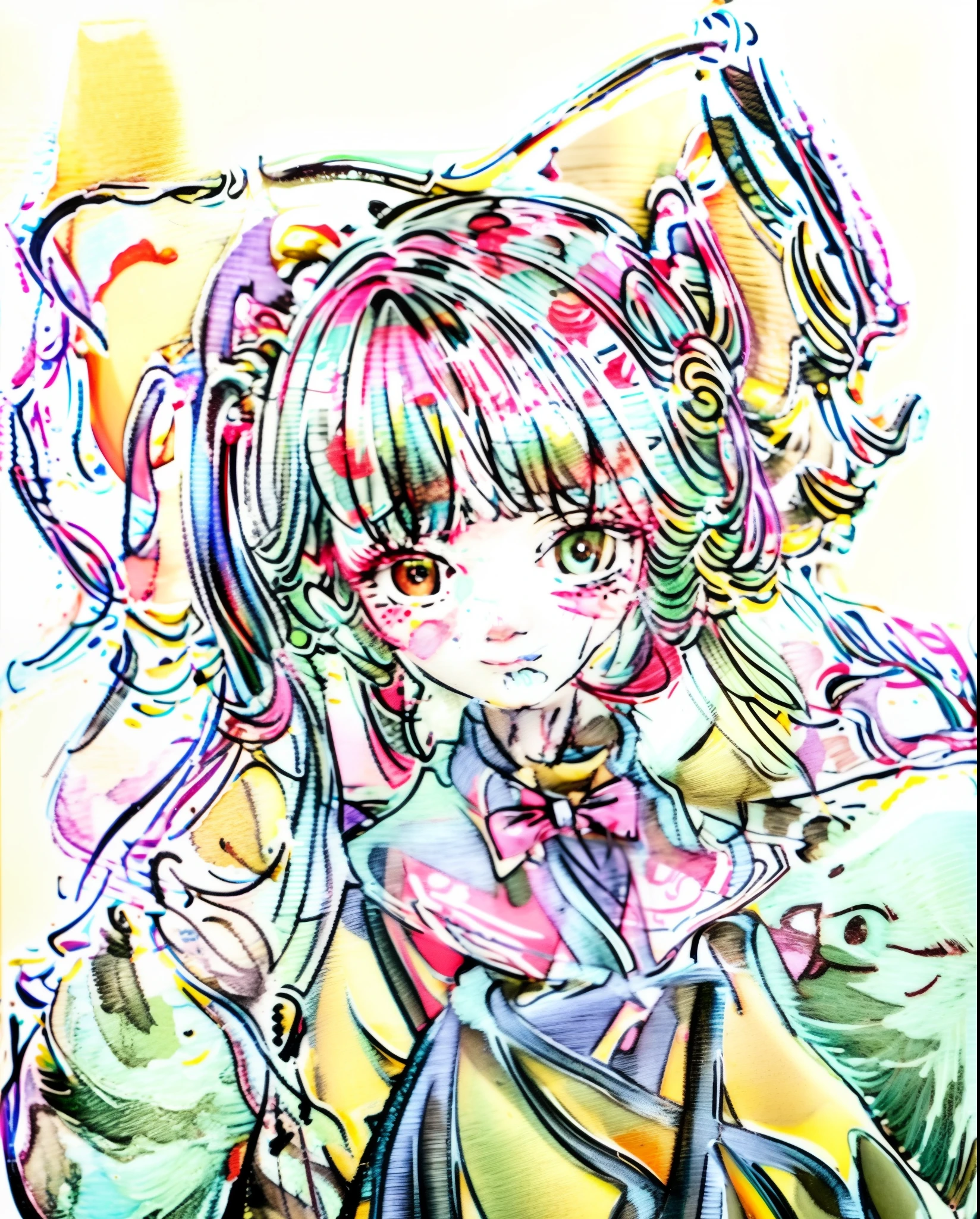 A girl with pink hair, a black tie, and a yellow bow, with a cute anime face, in Lolita style, standing in front of Mt. Niayaruco, surrounded by floating heart-shaped lollipops. The artwork should have a gapmoe yandere style, with vibrant colors and a cheerful atmosphere. The girl's pink twin-tail hair and turquoise eyes should be detailed, and her expression should be adorable. The lighting should be soft and warm, highlighting the girl's features and creating a dreamy ambiance. The overall quality of the image should be the best, with ultra-detailed elements, realistic and photorealistic effects, and a resolution of 4k or 8k. Please make the artwork highly professional and capture the essence of kawaii aesthetics to create a masterpiece.

Notes：
- The prompt must be complete，Don't make segmented descriptions。
- Tags need to be listed in order of importance and description。