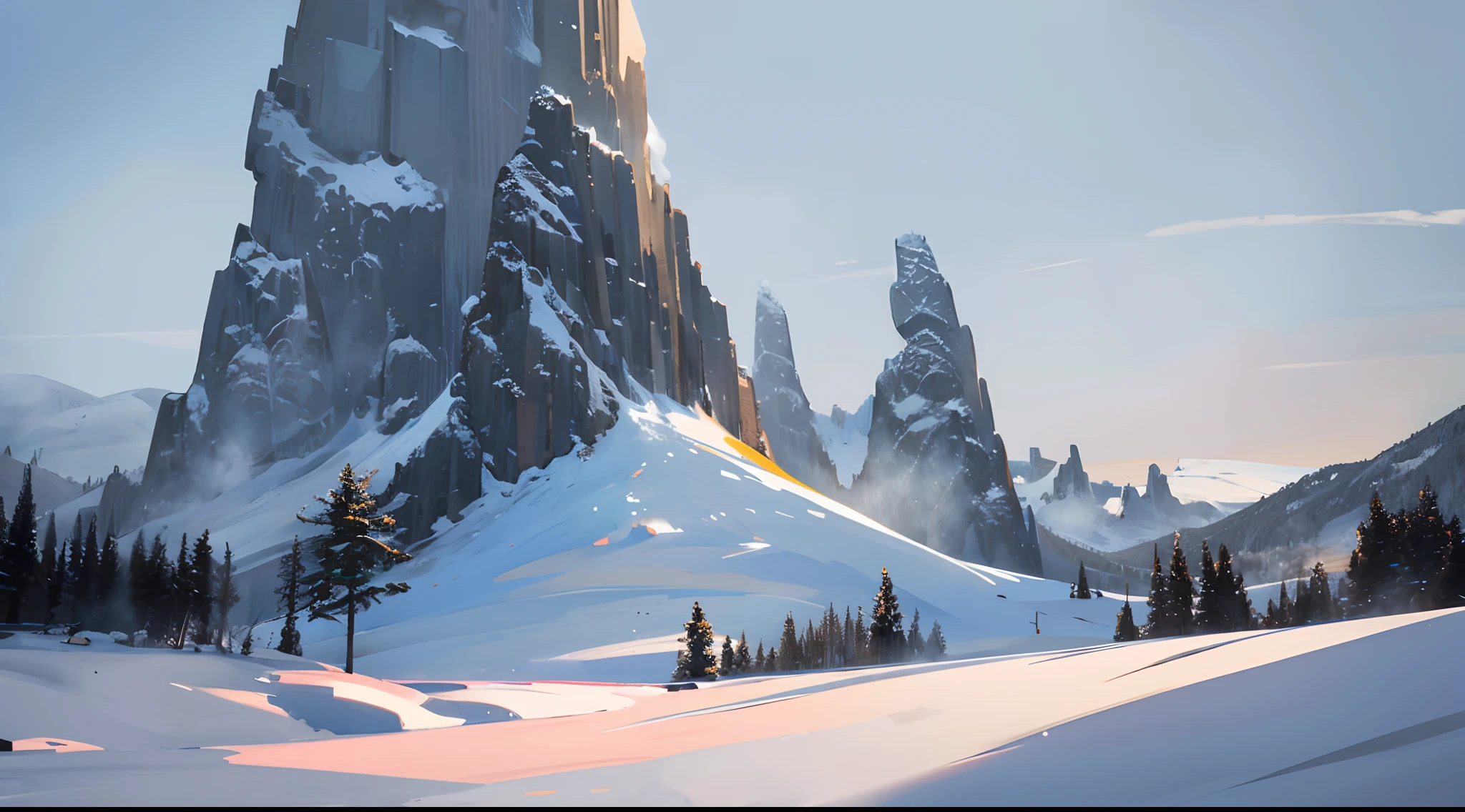 Snow Landscape and Snow Storm Illustration