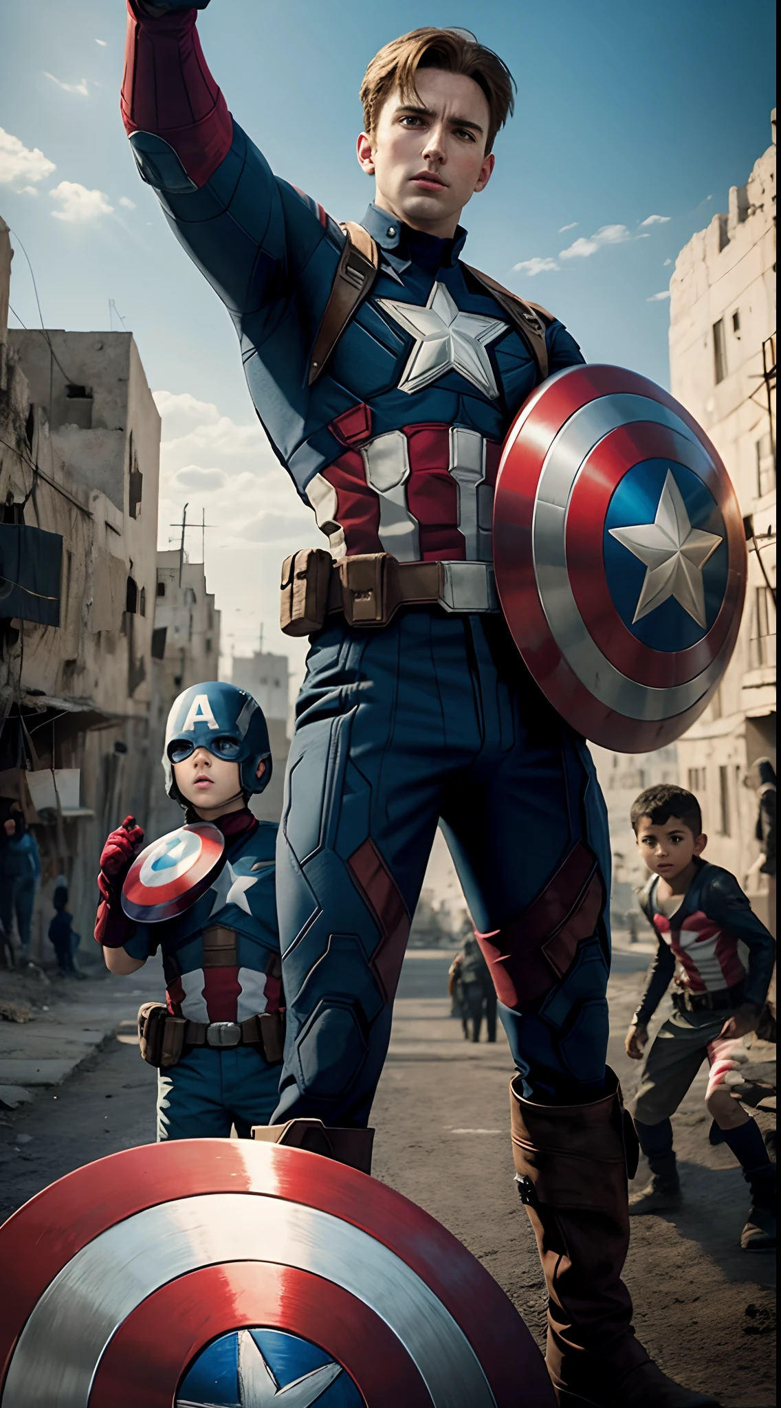 Captain america photo with kids palestine