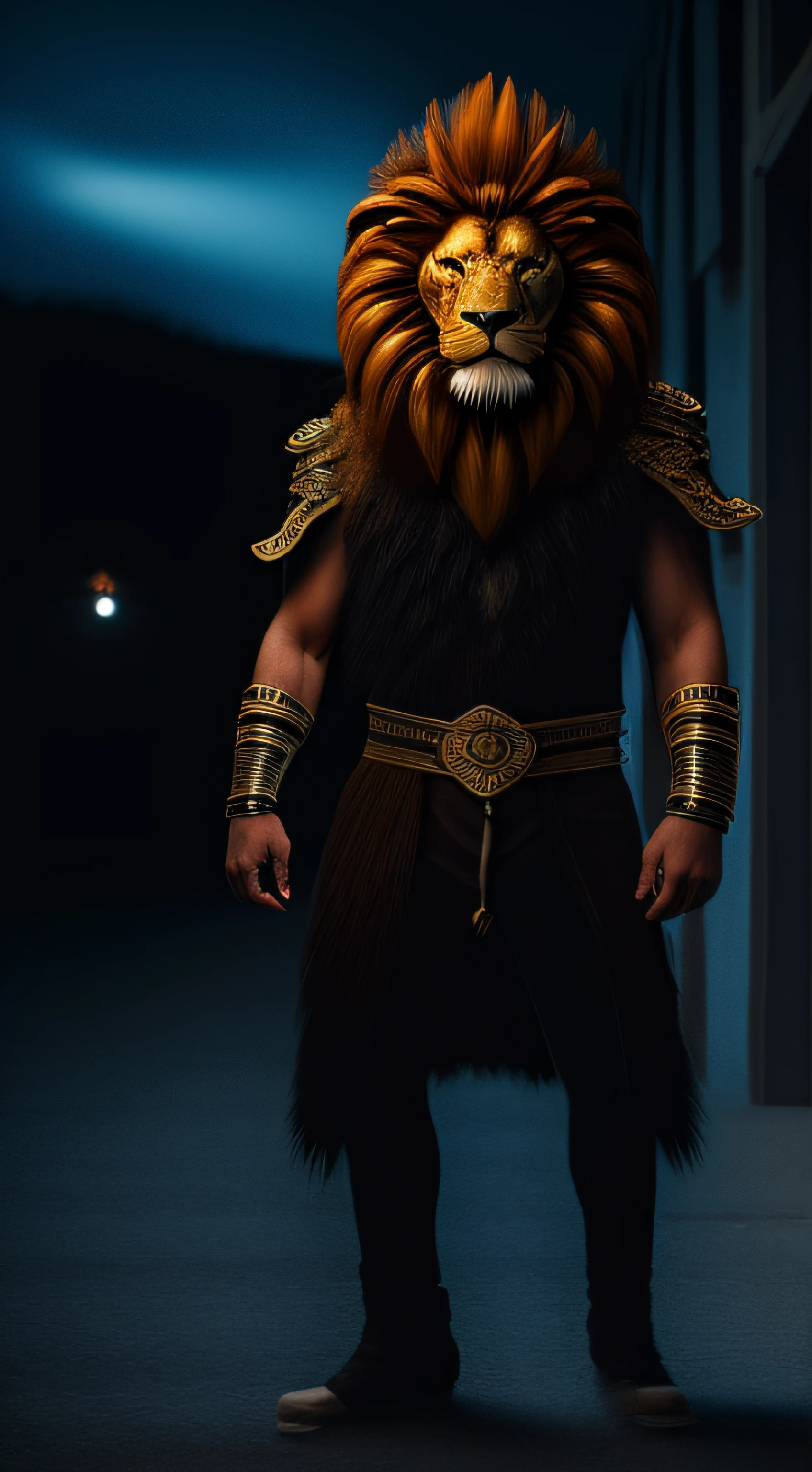 Half body Lion ((lion roars))and  wearing king crowns and king dress customs, in very angry mood, candid picture, by Max Dauthendey, ((( epic hero custom)))