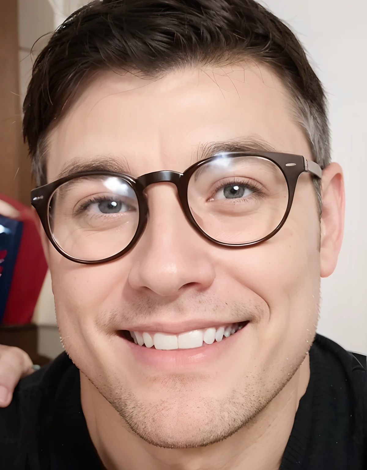 cartoon avatar of a 40 year old boy wearing glasses face smiling full body disney style