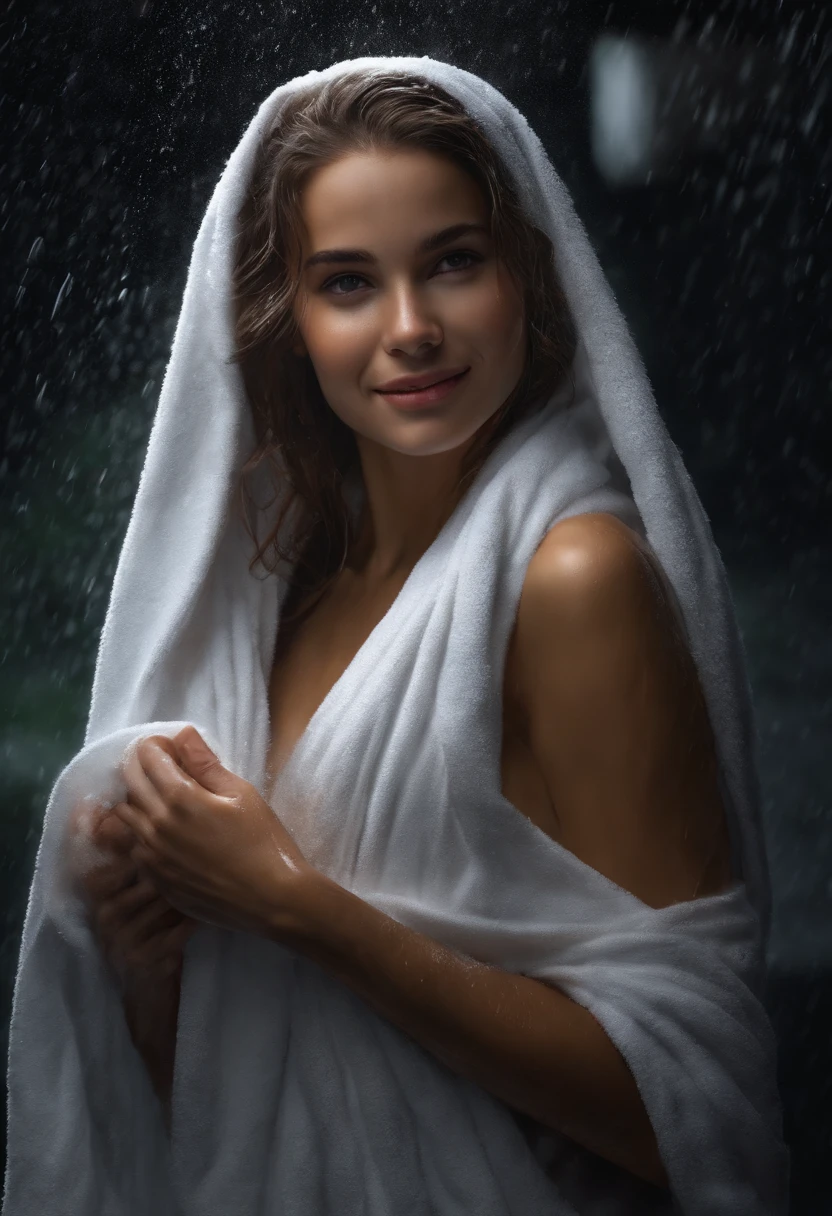 masterpiece, 1girl, smile, detailed, after shower towel wrapped, wet
dark, darkness