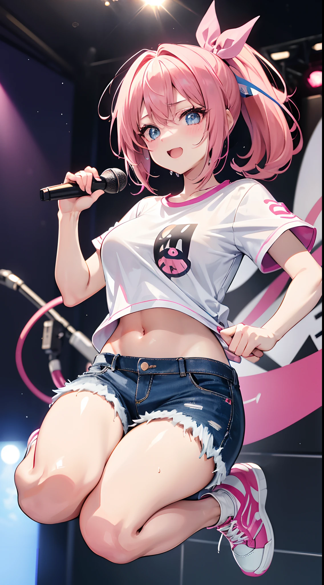 、girl、Tube top、shorts、