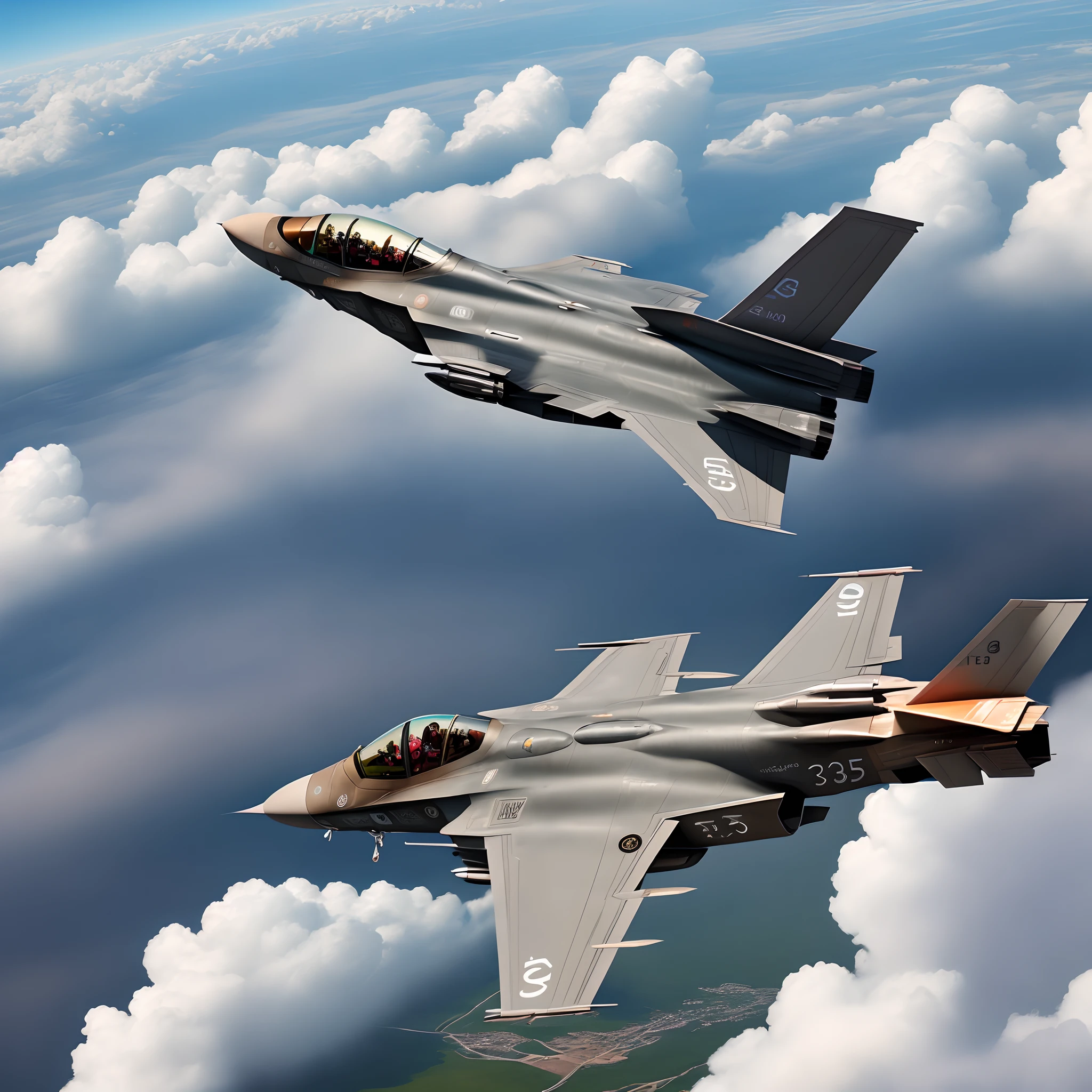F 35 soaring upward
In a partly cloudy sky