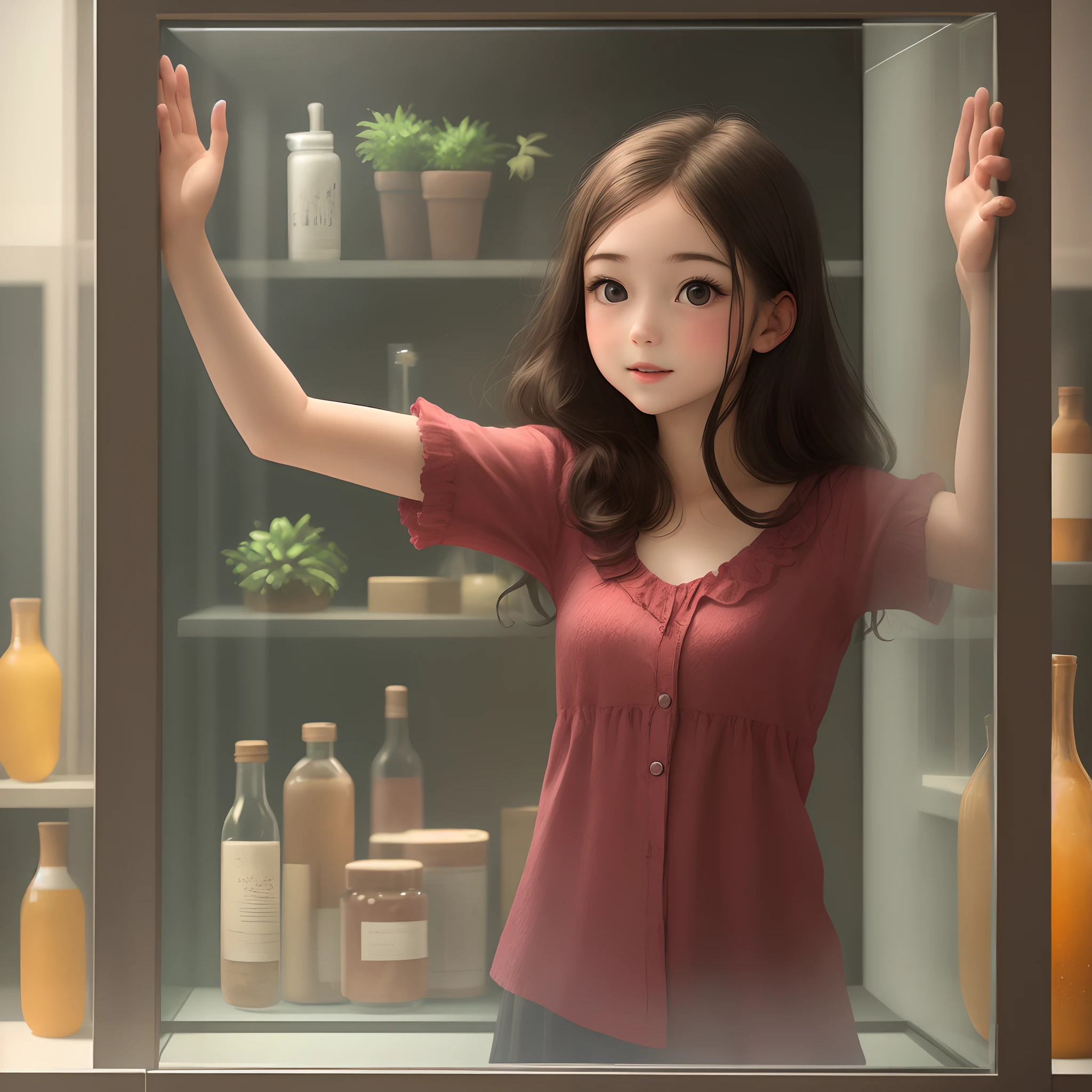 Girl in a glass case