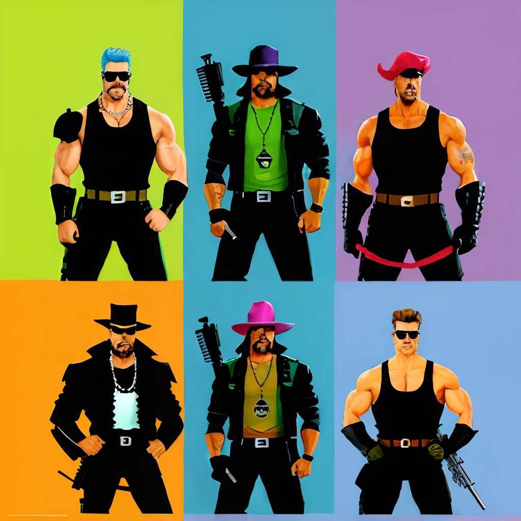 The expendables in a cartoon and colorful way