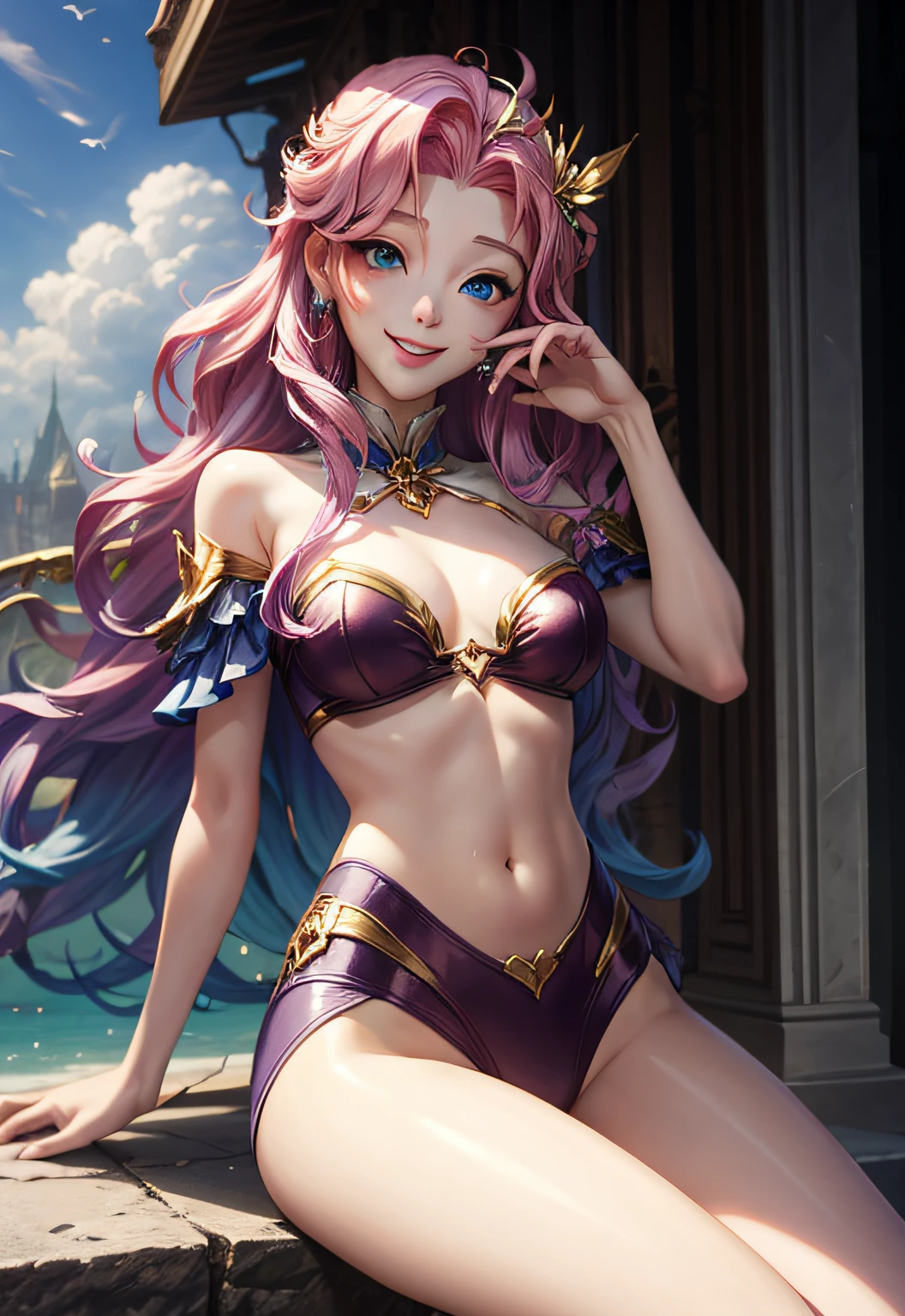 seraphine, seductive smile,