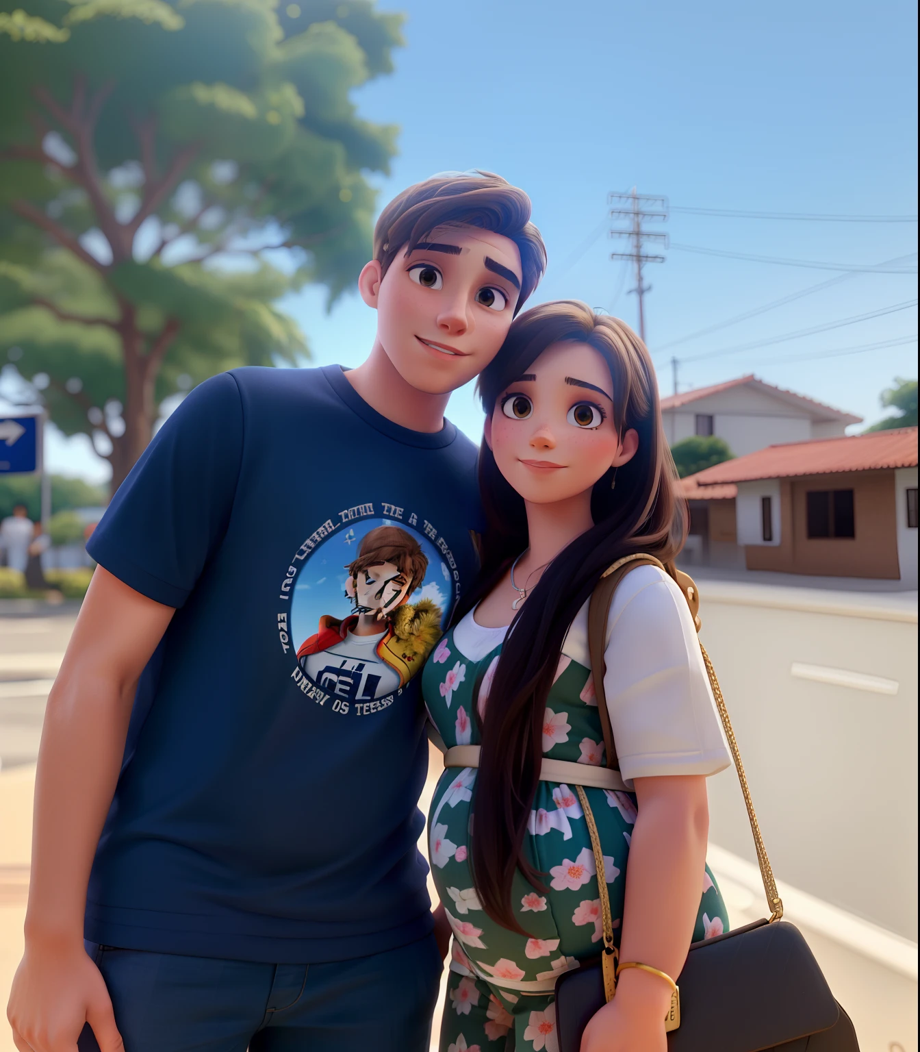 Realistic high quality background 3D romantic couple loveliest