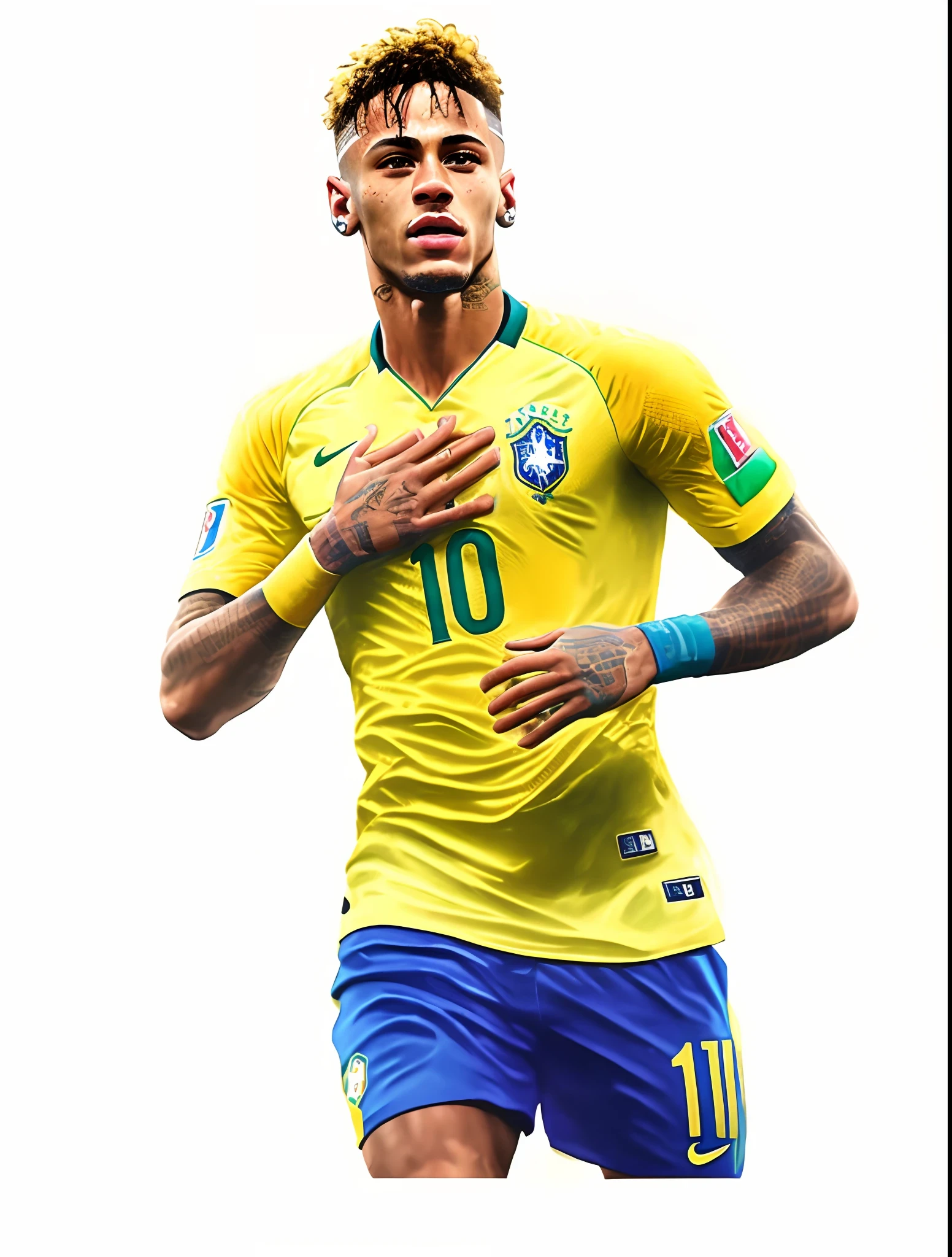 Soccer players in yellow and blue uniforms with their hands on their chests, Neymar, Neymar Jr, Brazil, The end of an era, Brazil, at the world cup, Brazilian, iralki nadar, 《Fortnite》Neymar, the best ever, Inspired by Samuel Silva, Edited, Success, Sports, intense smoldering, Reuter, Highlight, —n 9