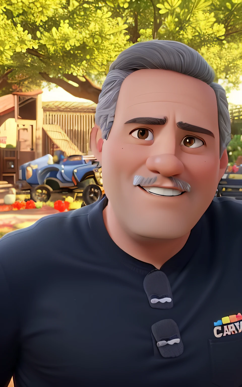 Carlito is a man of approximately 46 years old, with short, slightly gray hair combed to the side, a thin nose and a sharp bridge, medium-sized ears and black eyes, thin and tall. Describe the image of a businessman wearing a shirt with short cropped hair and little gray hair combed to the side who does not have a mustache or beard. hyper-realistic style, 8K, Ultra HD, Pixar, Disney style, 4D cinema., hyper-rrealistc sytile, 8K, Ultra HD, Pixar, Disney sytile, cinema 4D.