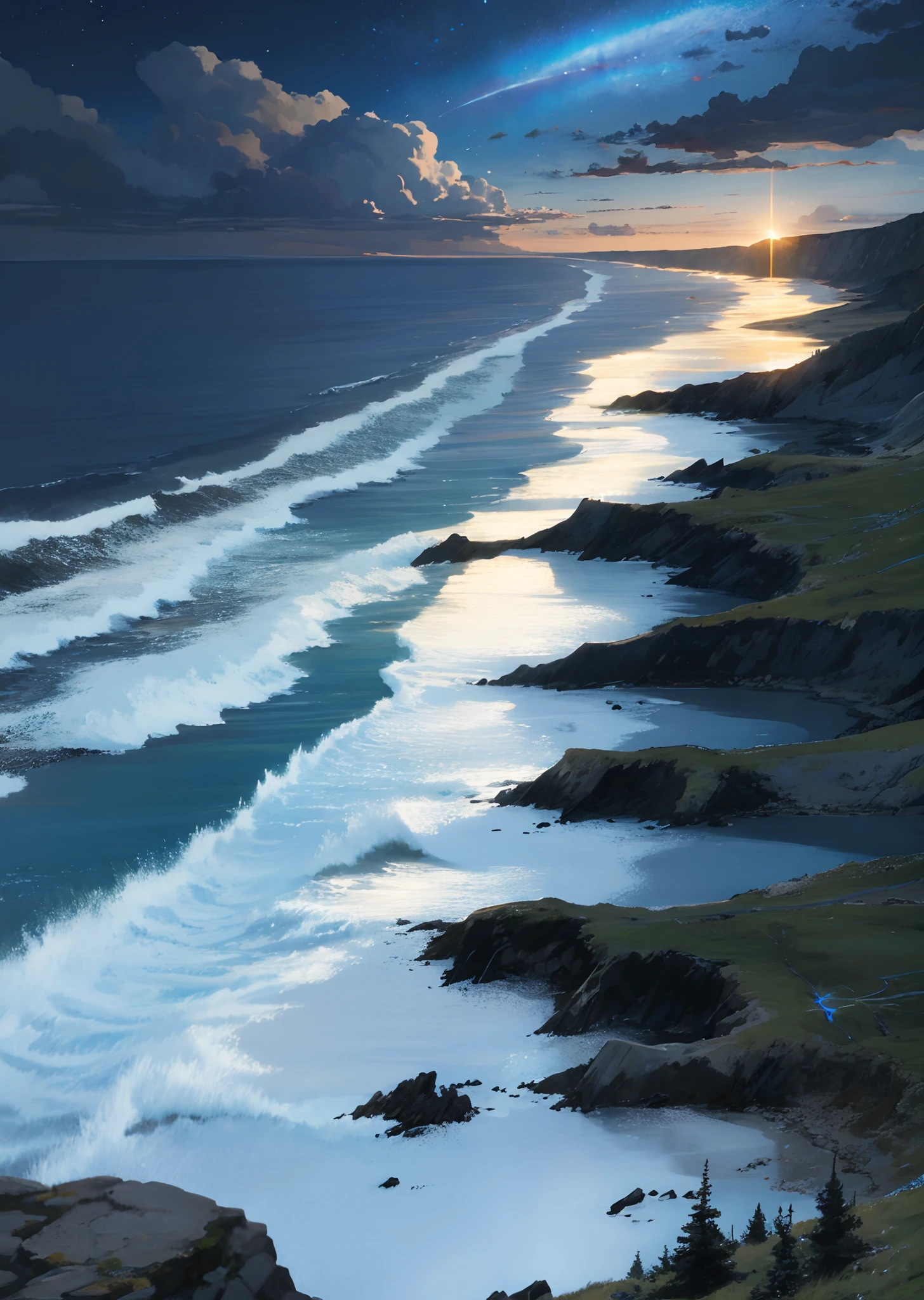 Coastal lightening endless sky