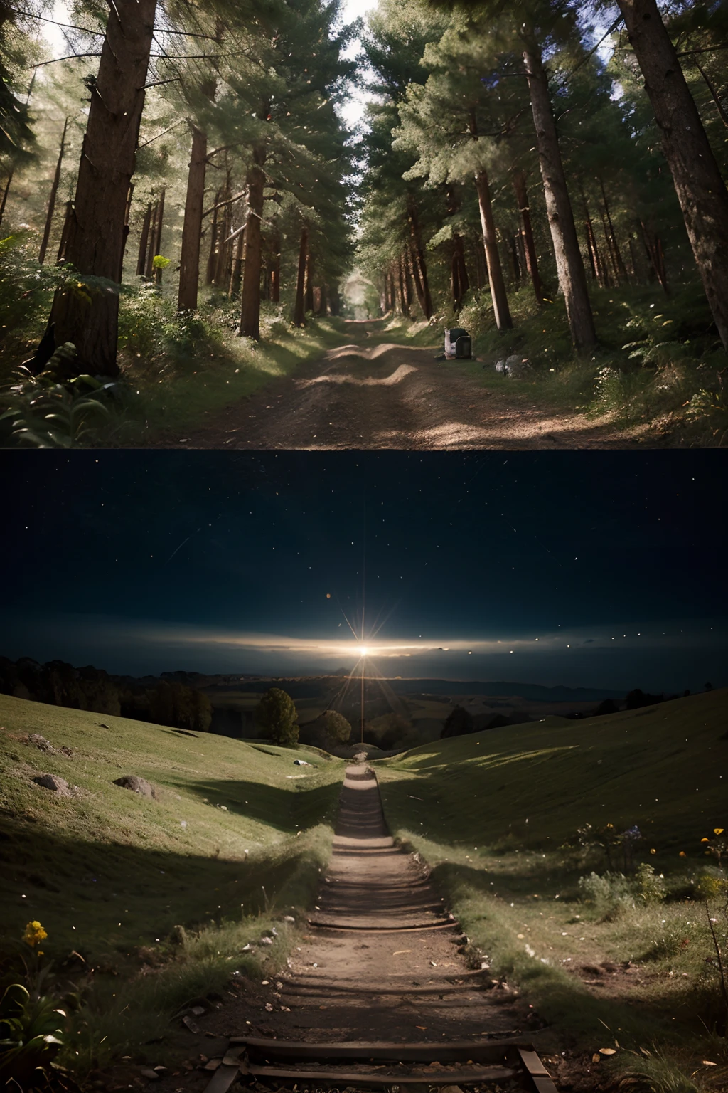 Three-dimensional journey caused by music in the middle of nature