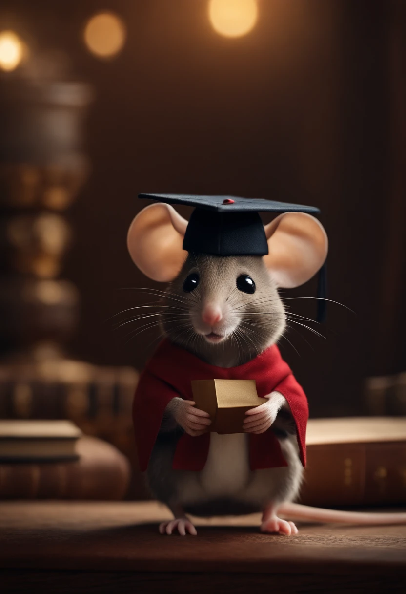 a cute mouse sitting ontop of a doctorate degree addressed to "Tara"