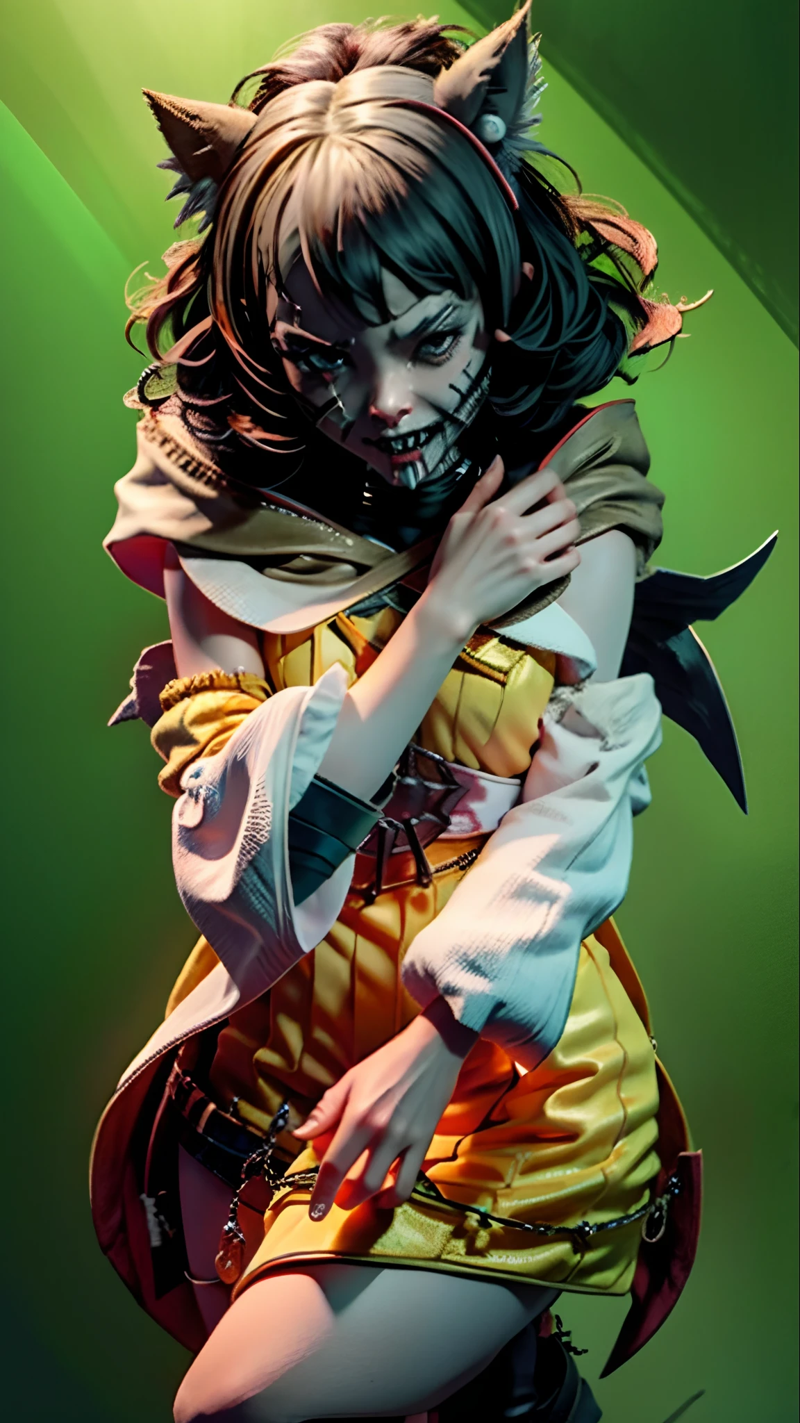 Creepypasta characters comforting a little girl