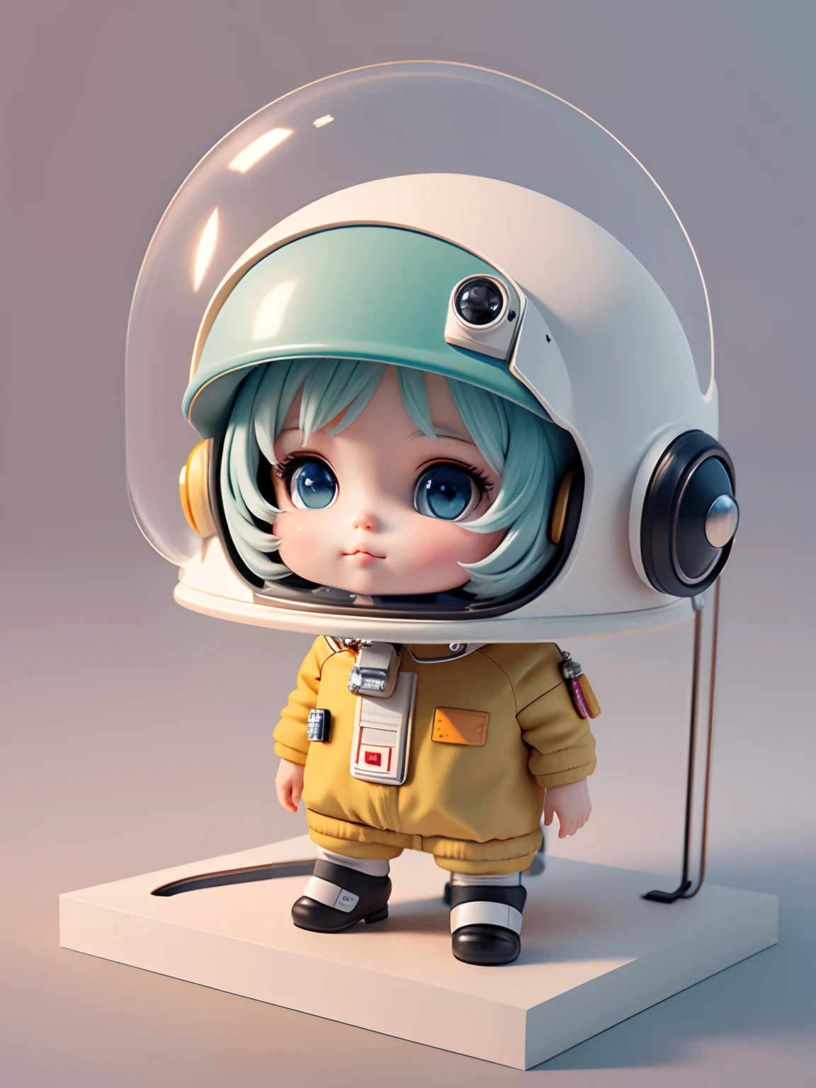 There is a little doll with helmet and helmet, cute 3d rendering, little astronaut looking up, portrait anime space cadet boy, cute 3d anime boy rendering, cute detailed digital art, male explorer mini cute boy, 3d rendering stylized, 3d rendered character art 8k, cute digital painting, anime style 3d, super detailed rendering