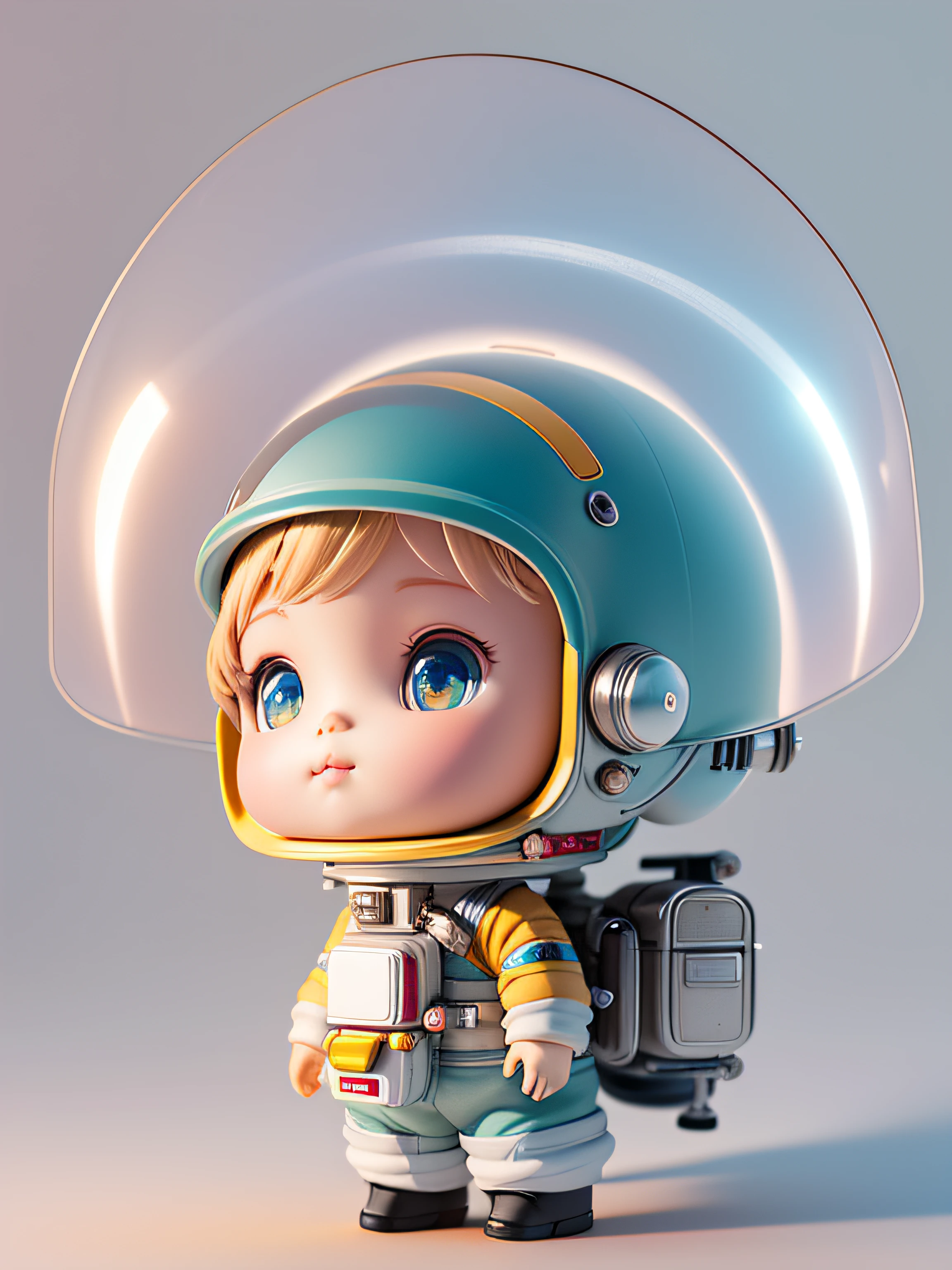 There is a little doll with helmet and helmet, cute 3d rendering, little astronaut looking up, portrait anime space cadet boy, cute 3d anime boy rendering, cute detailed digital art, male explorer mini cute boy, 3d rendering stylized, 3d rendered character art 8k, cute digital painting, anime style 3d, super detailed rendering