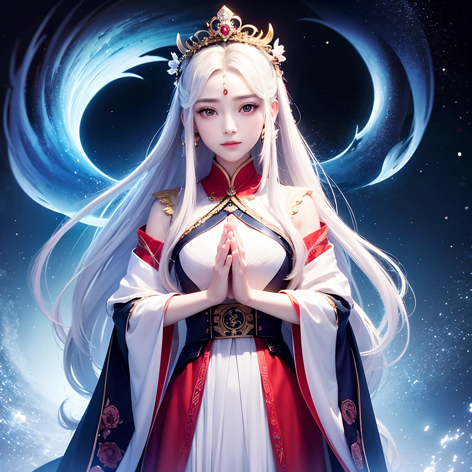 Legend has it that there is an empress in the world，
Long hair and eyes like starlight，
Legend has it that this empress gradually became like a white cloud，
The universe is wonderful, and eternity is in your heart。