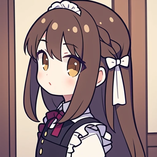 masterpiece, 1girl, maid, brown hair, long hair,