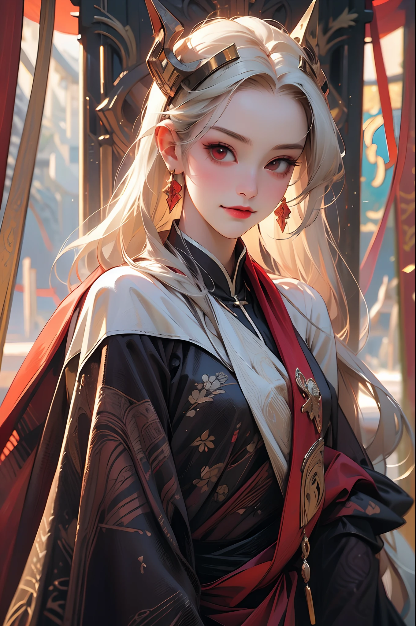 a beautiful arabic girl wearing scarf, in the style of light silver and gold, anime-inspired characters, intricate details, dark white and light pink, ethereal beauty, uhd, jewelry, necklace, earrings, long hair, blue eyes, gem, closed mouth, light particles, eyelashes, veil, artist name, makeup, black hair, anime style, side view, 8k, black hair, blue eyes, hair between eyes, mole, japanese clothes, mole under eye, from side, outdoors, kimono, black kimono, bangs, hair(eye arts:0.7)(eyes arts:0.7)(uhd 4k eye:1.3)(detailed:1.2)(better hand:1.5)