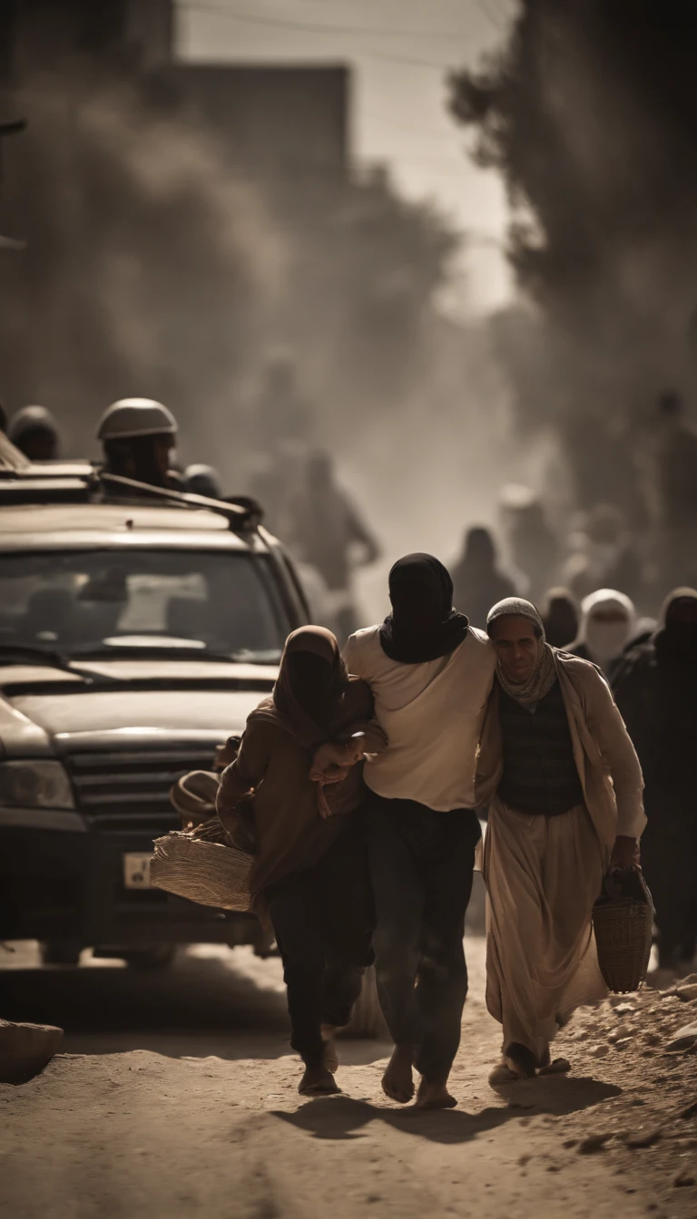 Palestinian civilians fleeing airstrikes