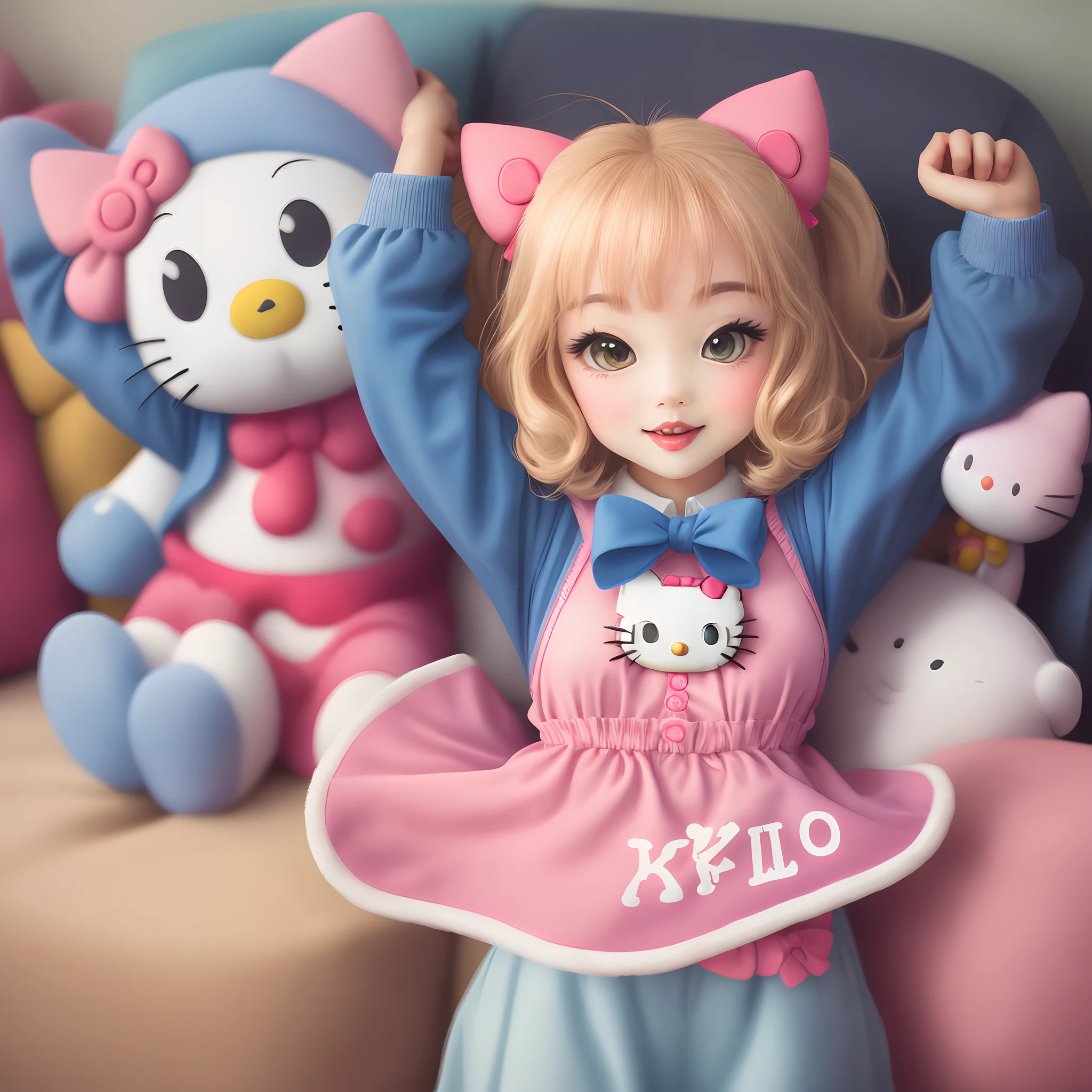 Hello Kitty holding the initials A + K