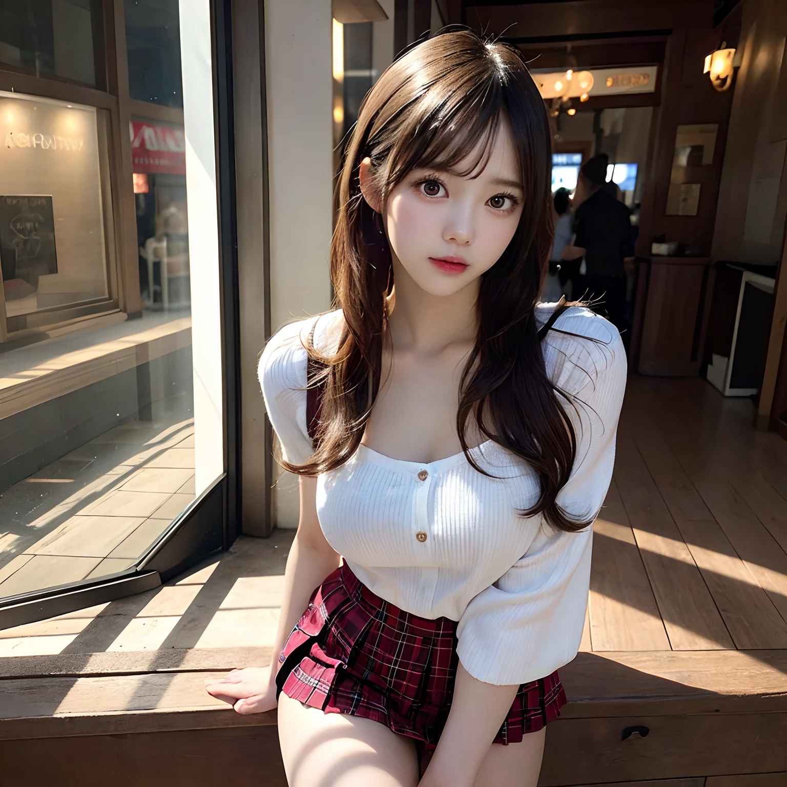 High resolution, Best Quality,very high image quality, Ultra-detailed, hyper realisitic, Fantasy, Very beautiful cute, hair wavy, Miniskirt, 8K wallpaper, fine detail, highly detailed 8k wallpaper, movie lighting, sexy pose, (Photorealism: 1.4), super detail, masterpiece