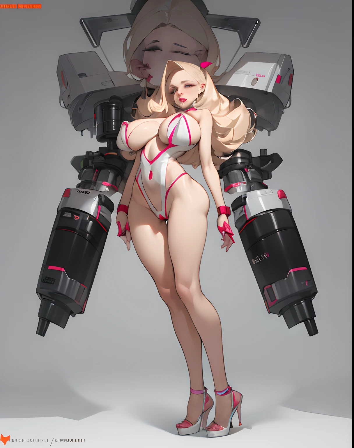 Platinum Bleach Blonde bimbo stripper, plastic surgery on her nose, rhinoplasty, with big perky fake tits bigger than her head, big fake lips, botox, smooth, no body hair , full body shot, OnlyFans, Russian