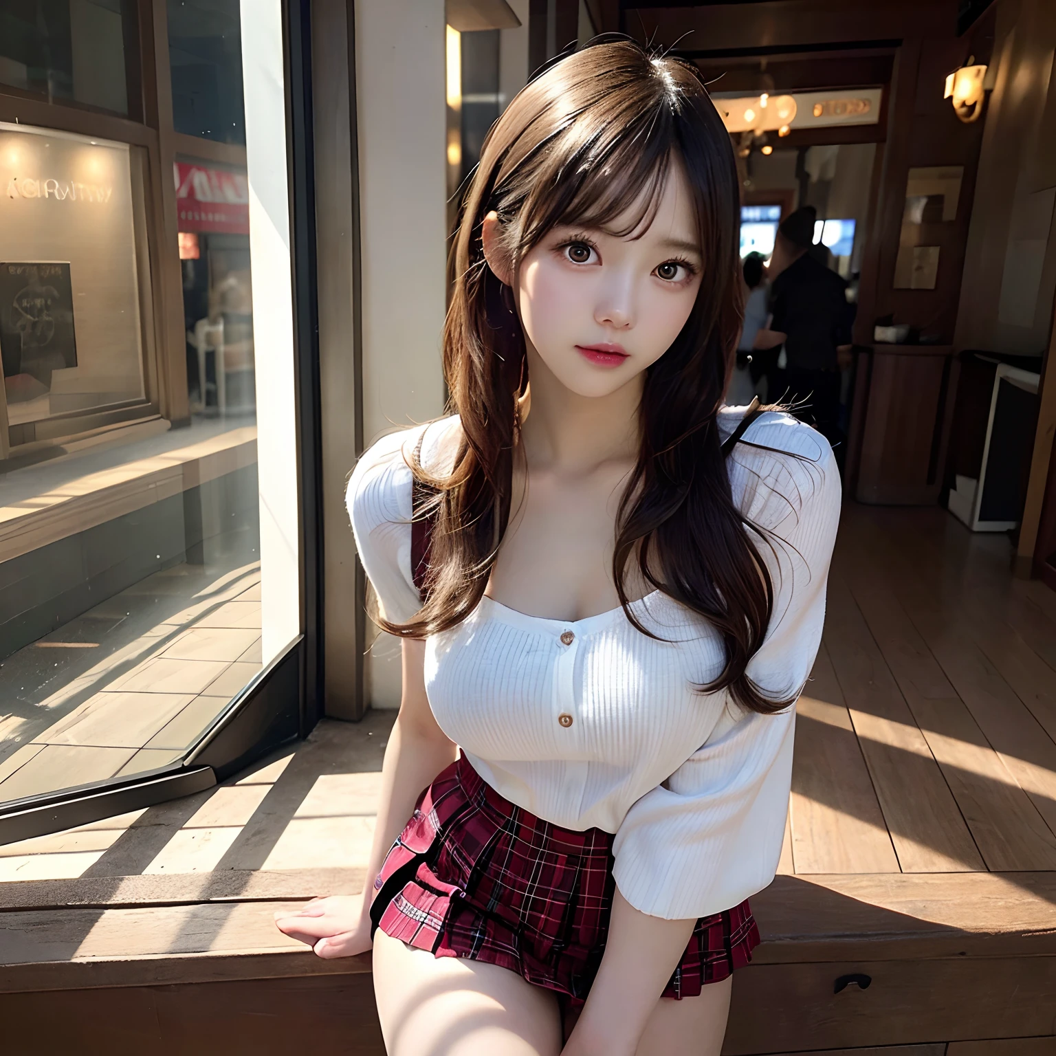 High resolution, Best Quality,very high image quality, Ultra-detailed, hyper realisitic, Fantasy, Very beautiful cute, hair wavy, Miniskirt, 8K wallpaper, fine detail, highly detailed 8k wallpaper, movie lighting, sexy pose, (Photorealism: 1.4), super detail, masterpiece