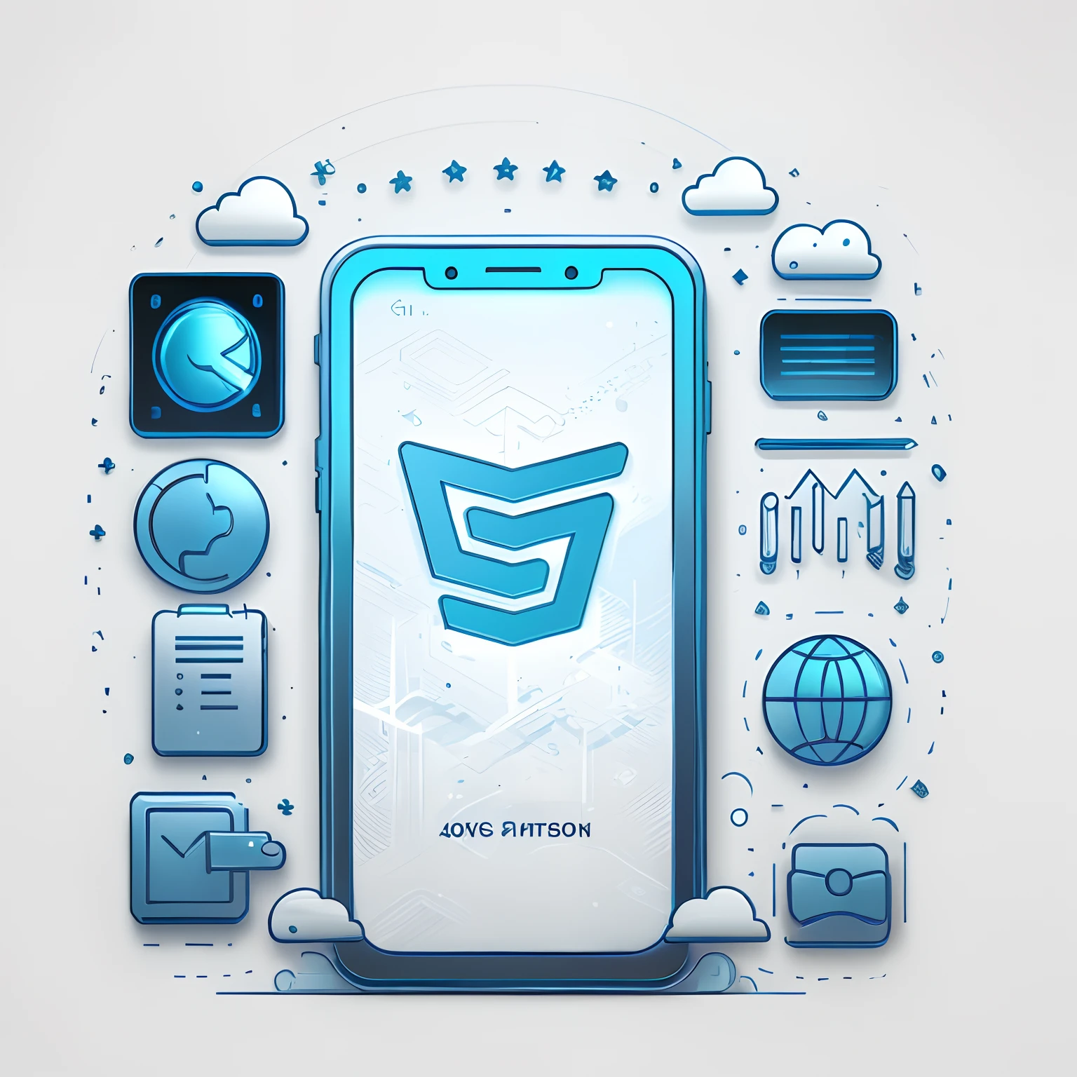 white backgrounid,Financial app icons, Simple and clean illustration, 3 d icon for mobile game, author:Android Jones, Simple illustration, 2d matte illustration, app design, icon for an ai app, 2. 5 d illus, with lots of text and icons, simple 2d flat design, full page illustration