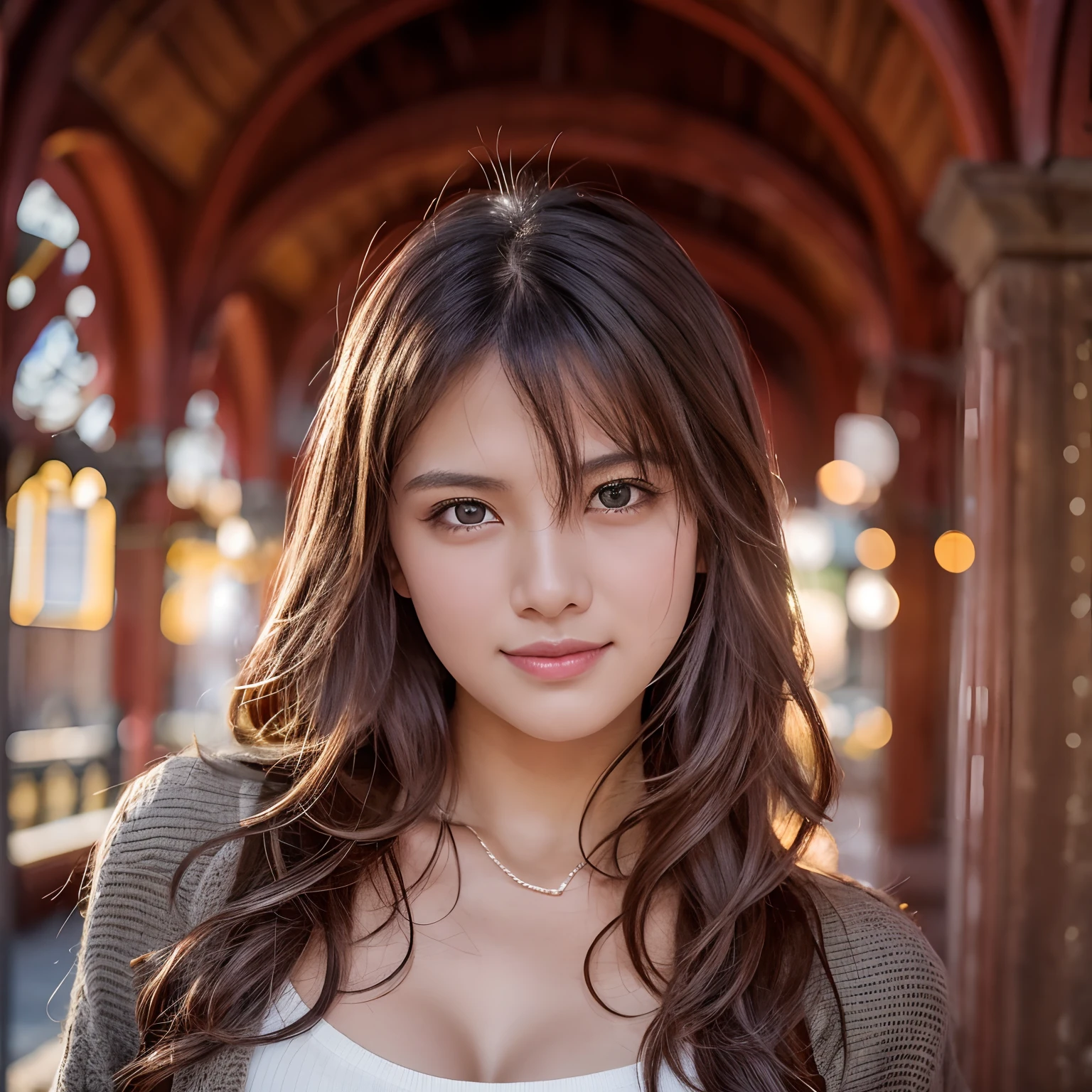 woman, Large Breasts, lips, Mischievous face, Medieval city, cloud, Maternal,