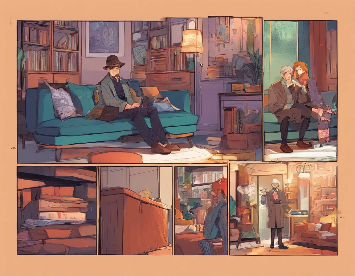 8K, Best quality, Masterpiece, 超高分辨率, (Realism: 1.4), Original photo, (Realistic skin texture: 1.3), (filmgrain: 1.3), sofe,lovecraftian style,1male people,wearing a trench coat,Thin,handsome,Sit on the couch,Pick up the axe,looking at viewert,The expression is cold,lovecraftian style,lovecraftian style,lovecraftian style,lovecraftian style,lovecraftian style