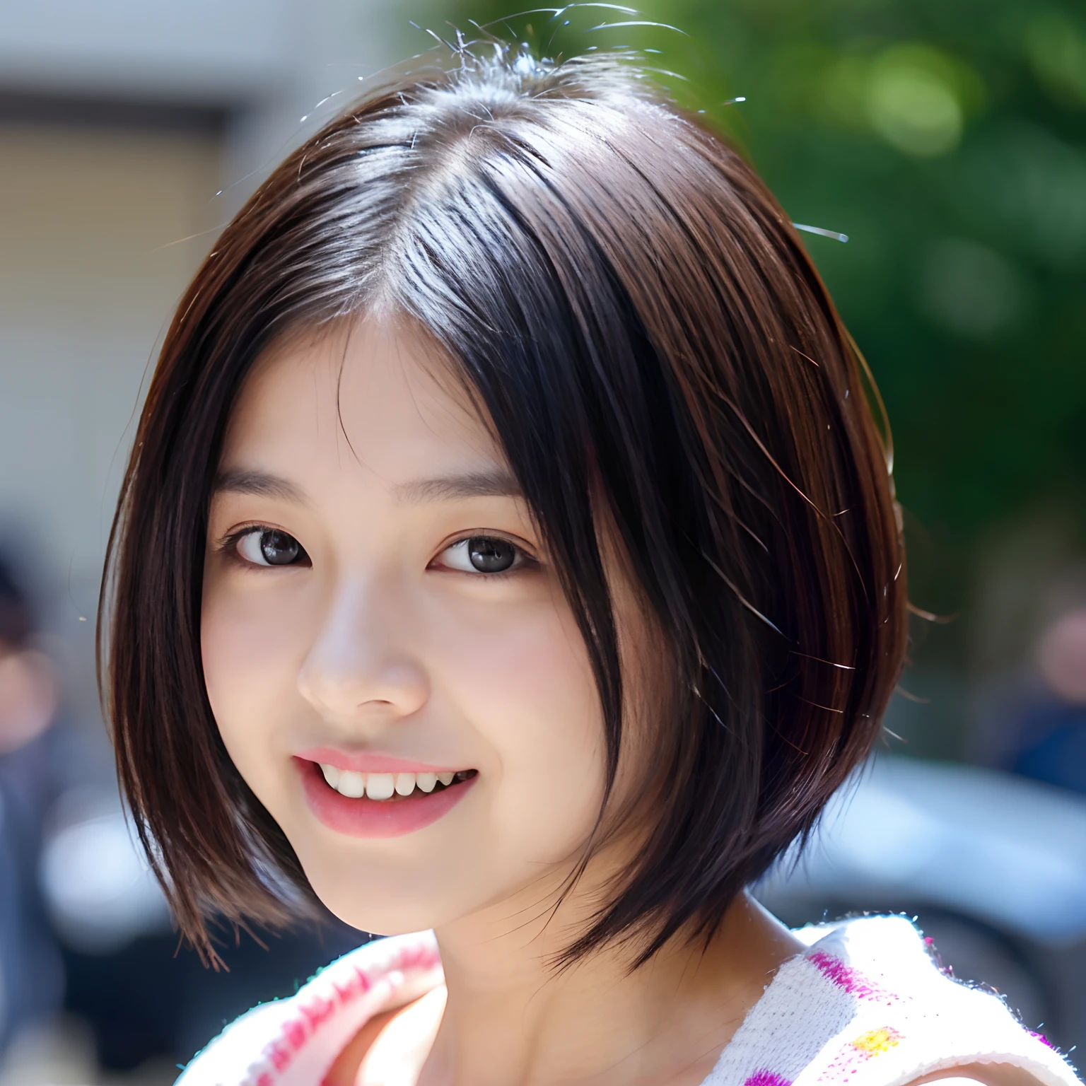 Best-Quality, Masterpiece, Ultra-High-Resolution, (Photorealistic:1.4), Raw-Photo, Hyper-Detailed, 1girl, (6-years-old, Japanese famous idol, wearing loose sweater, portrait, face focus, (twinkle smile, looking at viewer), ((extremely cute face like a the most popular Japanese idol, amazingly beautiful big black eyes, beautiful black short-cut-haired, very beautiful white realistic skins)), detailed face, detailed eyes, detailed hair, detailed white realistic skins